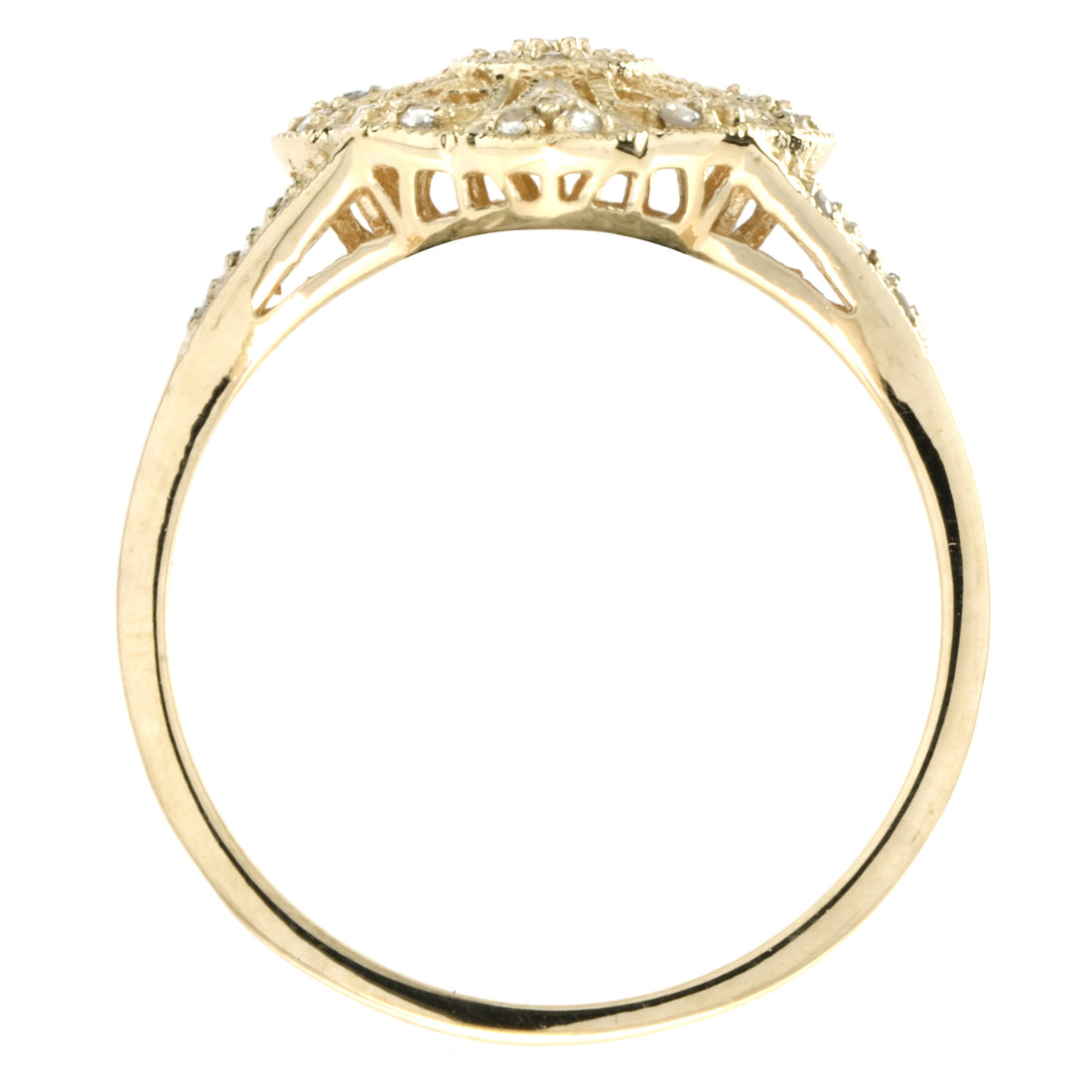 Spring Bloom Vintage Style Edwardian Inspired Diamond 14K Yellow Gold Ring