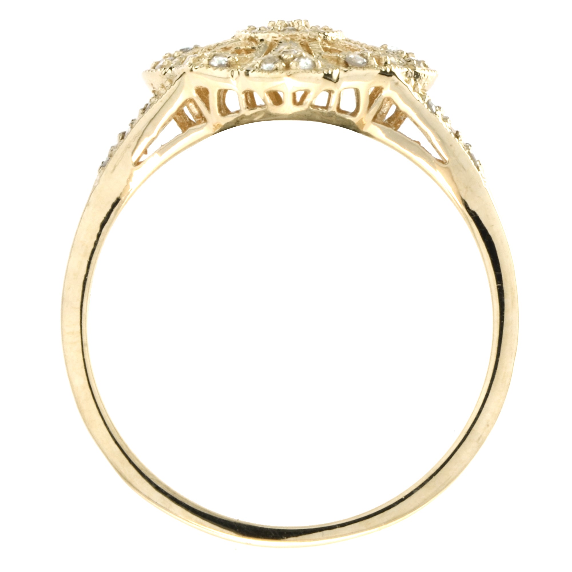 Spring Bloom Vintage Style Edwardian Inspired Diamond 14K Yellow Gold Ring