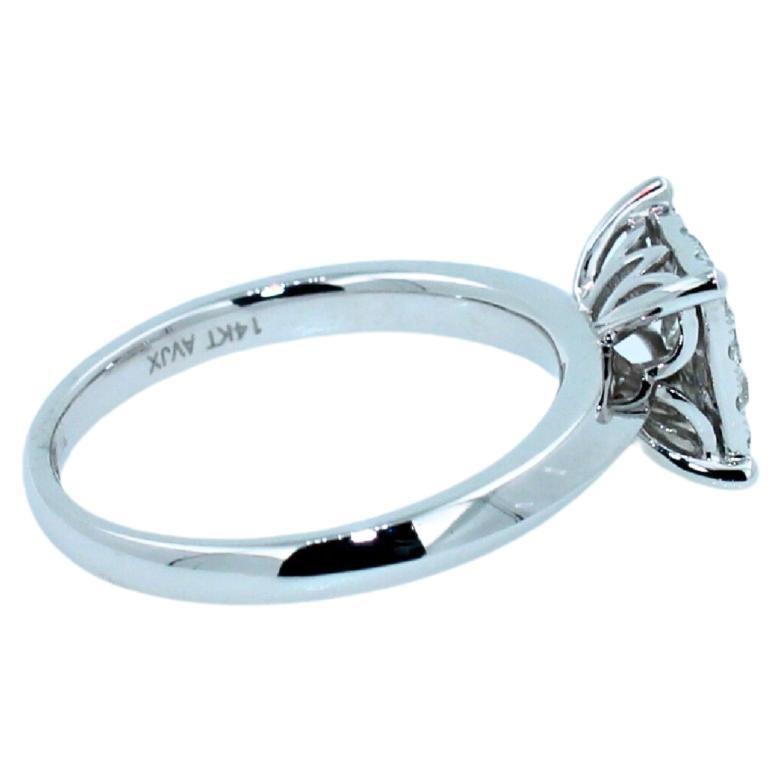 0.50 Carats Diamond Square Halo Round Pave Engagement Cocktail White Gold Ring 2