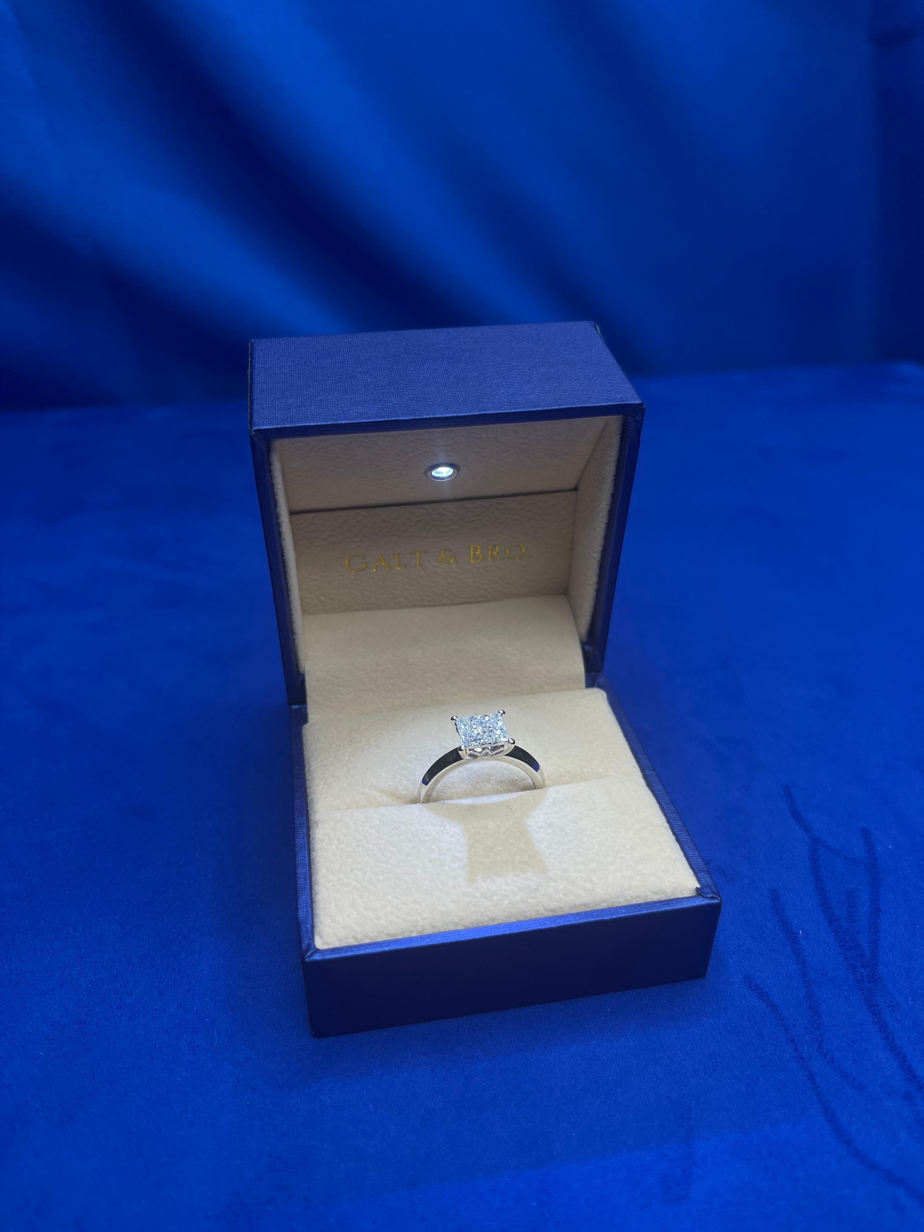 0.50 Carats Diamond Square Halo Round Pave Engagement Cocktail White Gold Ring 2