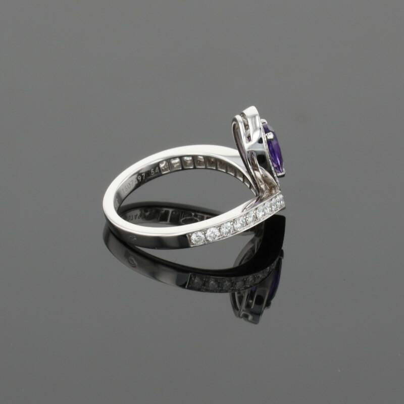 Chaumet Josephine Airette Diamonds & Pear Purple Amethyst 18K White Gold Ring