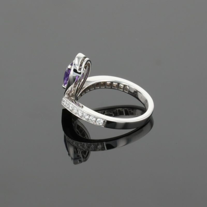 Chaumet Josephine Airette Diamonds & Pear Purple Amethyst 18K White Gold Ring