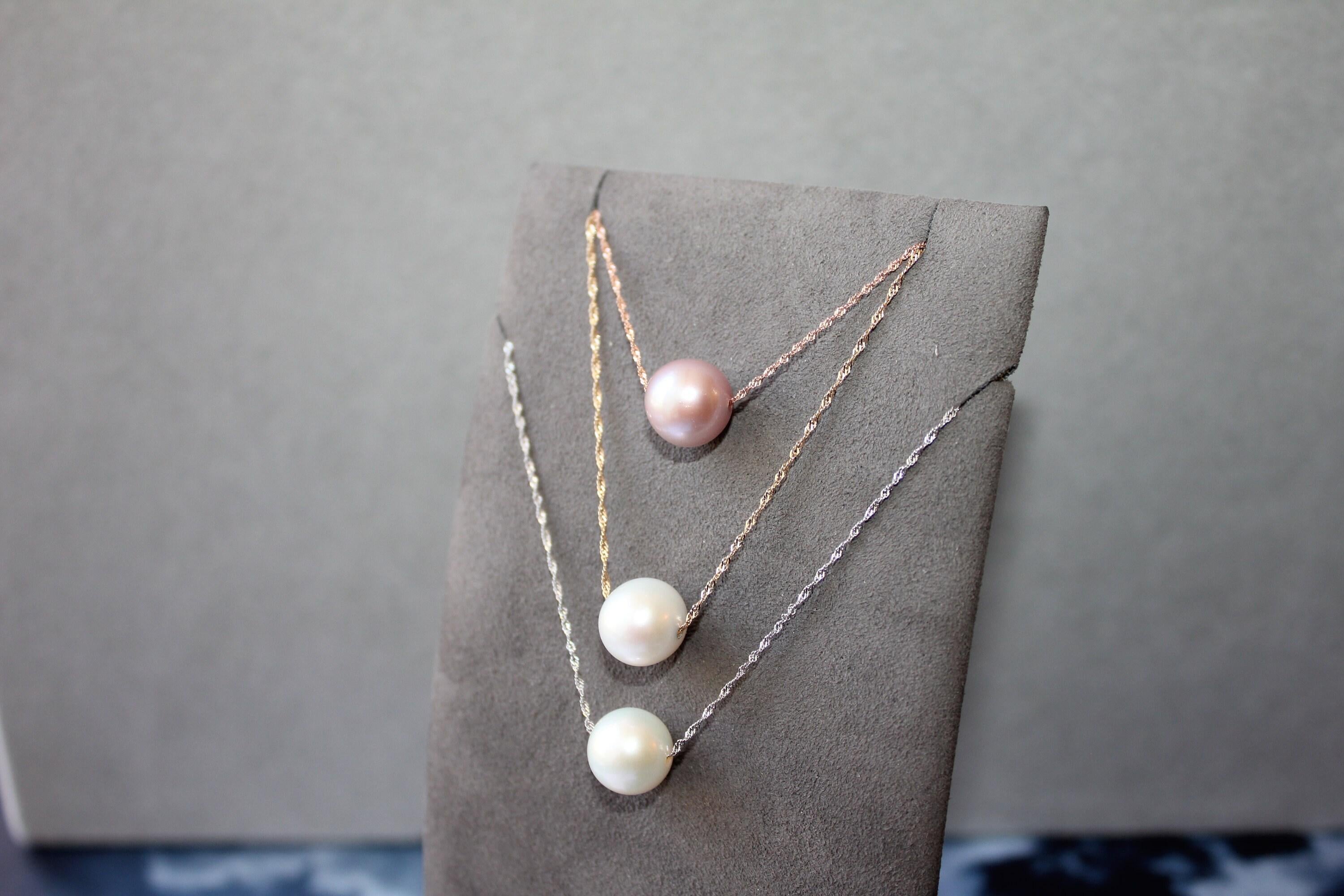 14 Karat White Gold White Pearl Layer Dainty Classic Beautiful Pearls Timeless U