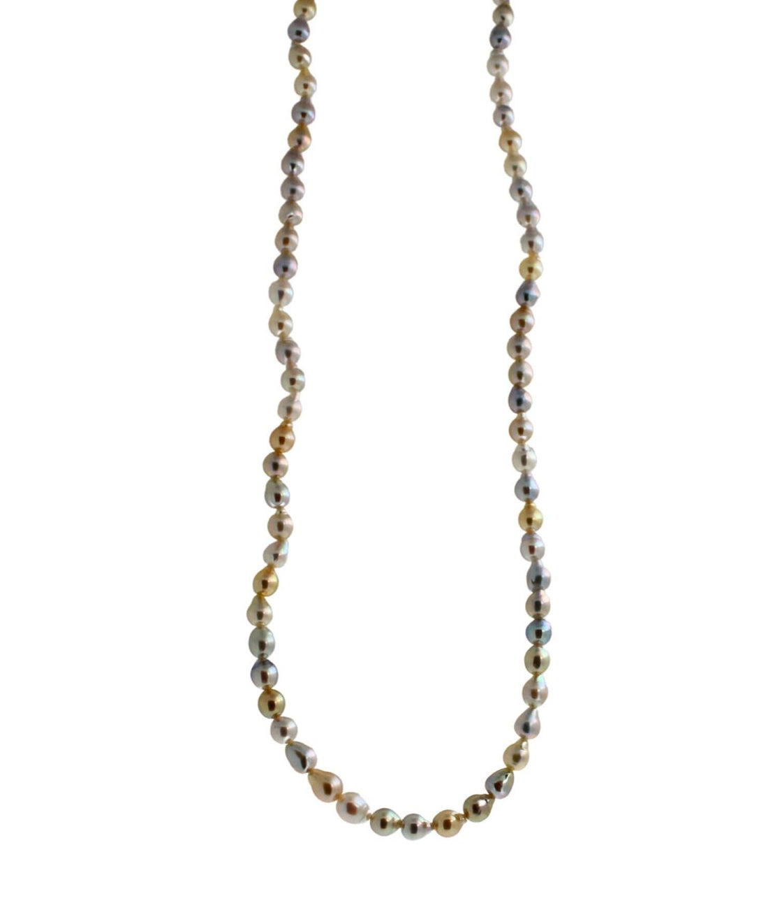 14 Karat Yellow Gold Multi Color White Silver Grey Golden Akoya Pearl Bead Layer