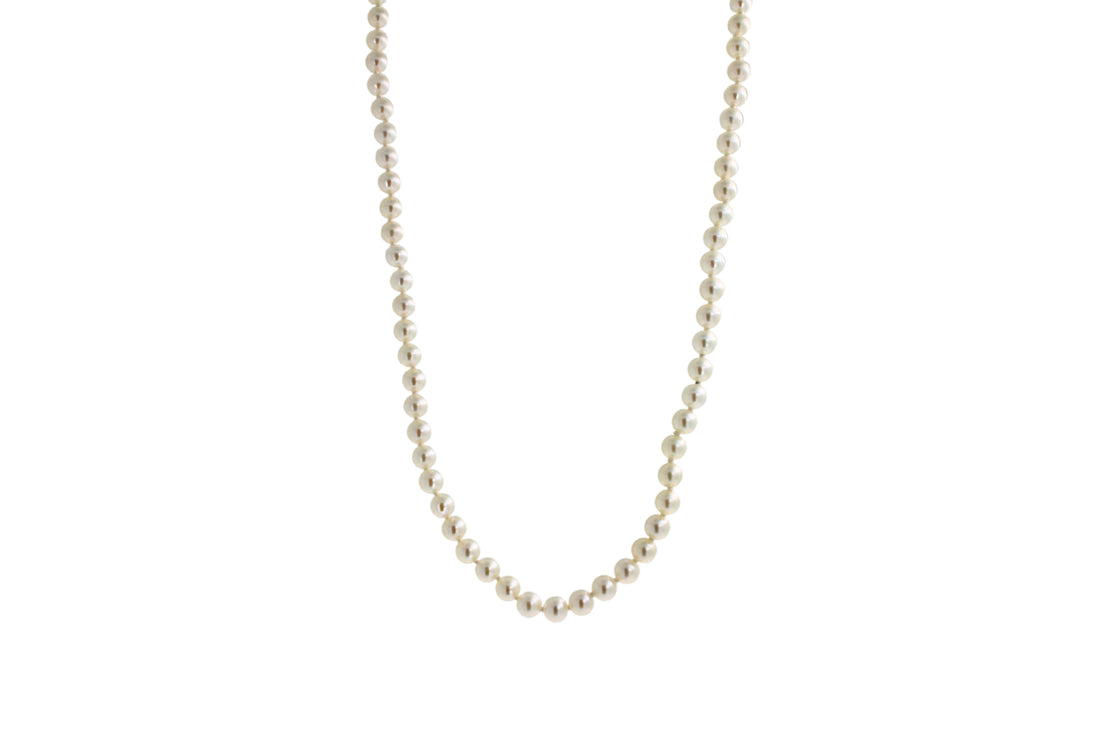 14 Karat Yellow Gold White Akoya Pearl Bead Layer Dainty Classic Choker Necklace