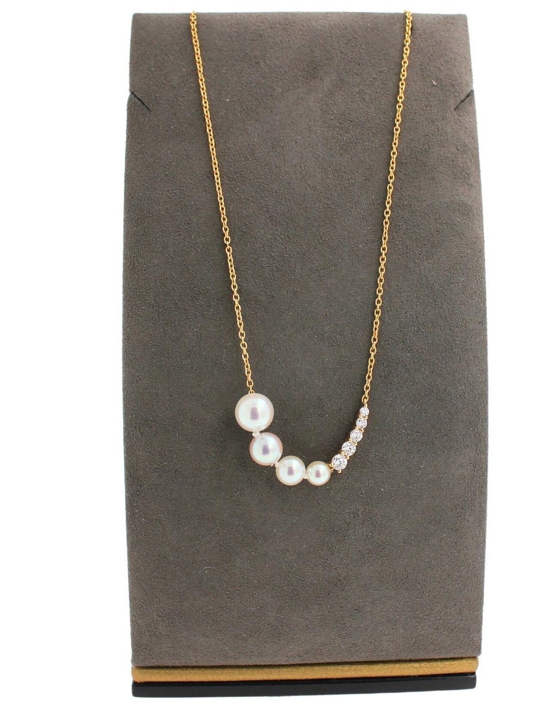 14 Karat Yellow Gold White Akoya Pearl White Diamond Layer Dainty Classic Beauti