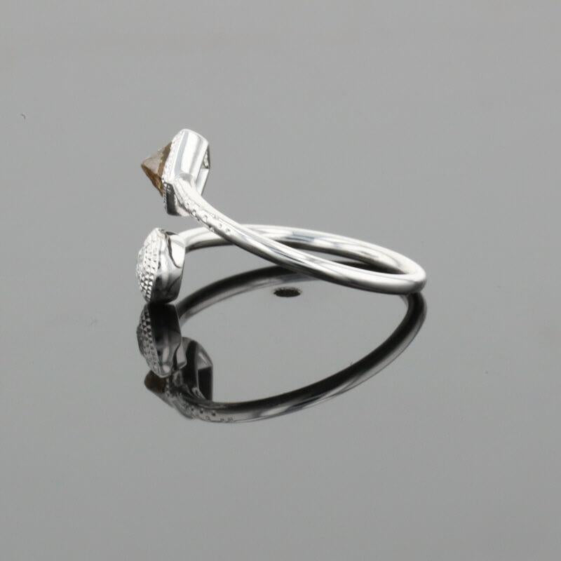 De Beers Talisman Polished & Brown Rough Natural Diamonds 18K White Gold Ring