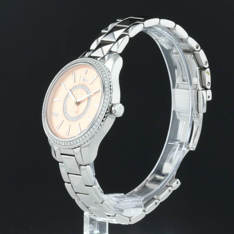 Dior VIII Diamonds & Stainless Steel 33 mm Rose Pink Dial Watch