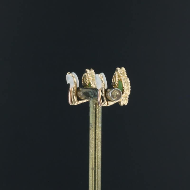 Van Cleef & Arpels Vintage Alhambra Green Jade 18K Yellow Gold Earrings