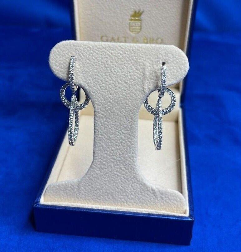 2.5 Carat Fancy Round Pear Shape Brilliant Cut Diamond Hoop 14 Karat White Gold