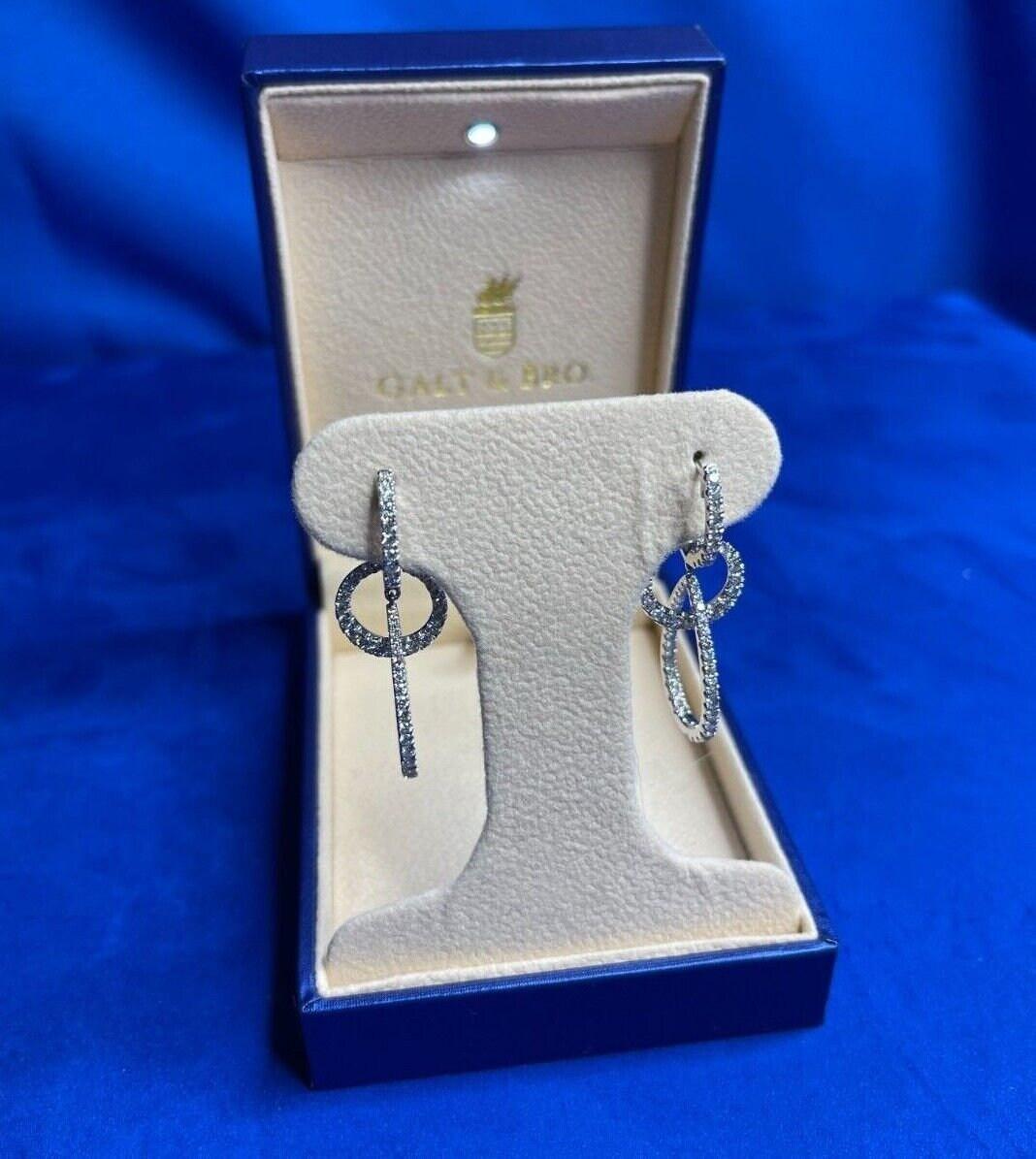 2.5 Carat Fancy Round Pear Shape Brilliant Cut Diamond Hoop 14 Karat White Gold