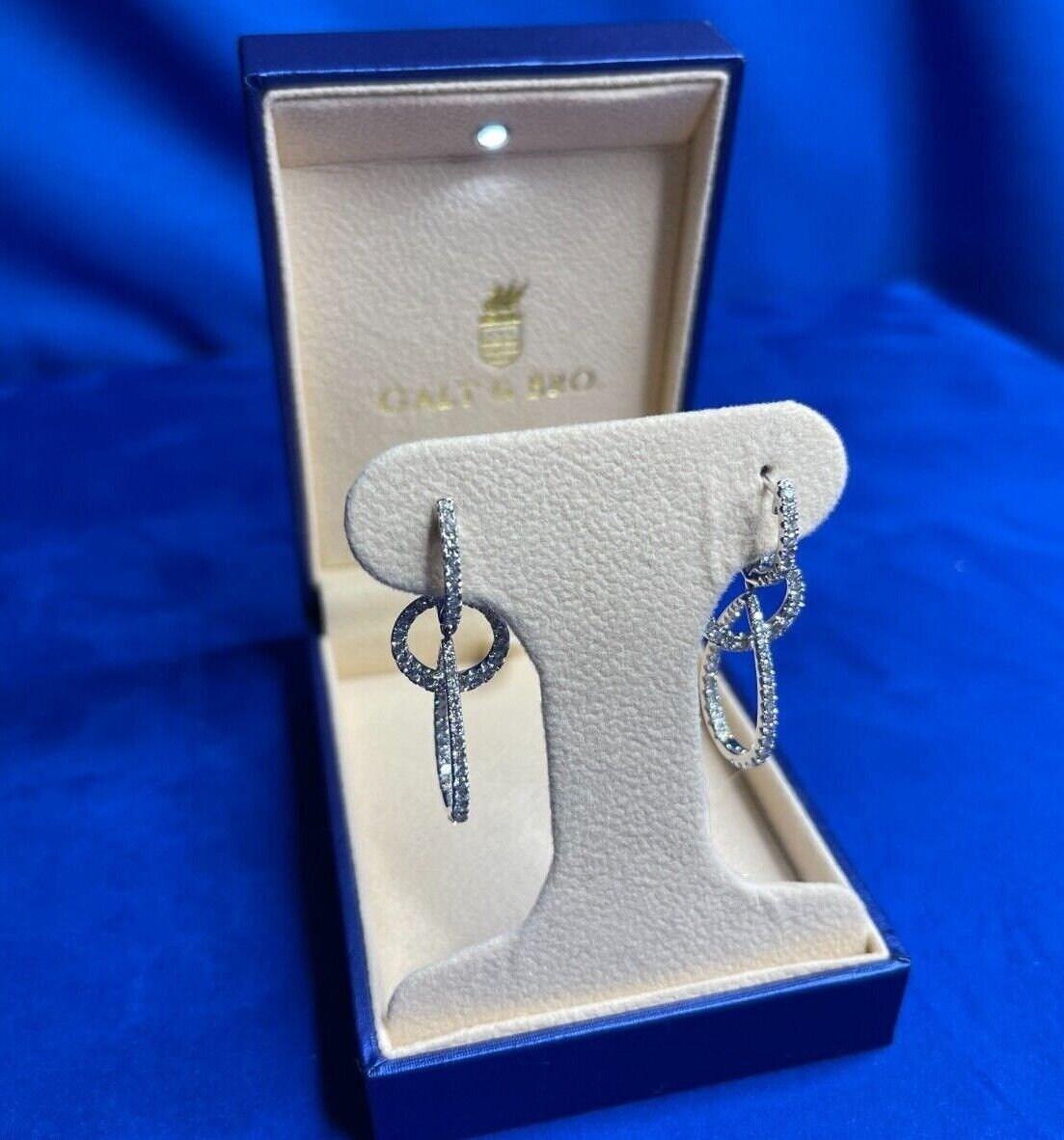 2.5 Carat Fancy Round Pear Shape Brilliant Cut Diamond Hoop 14 Karat White Gold