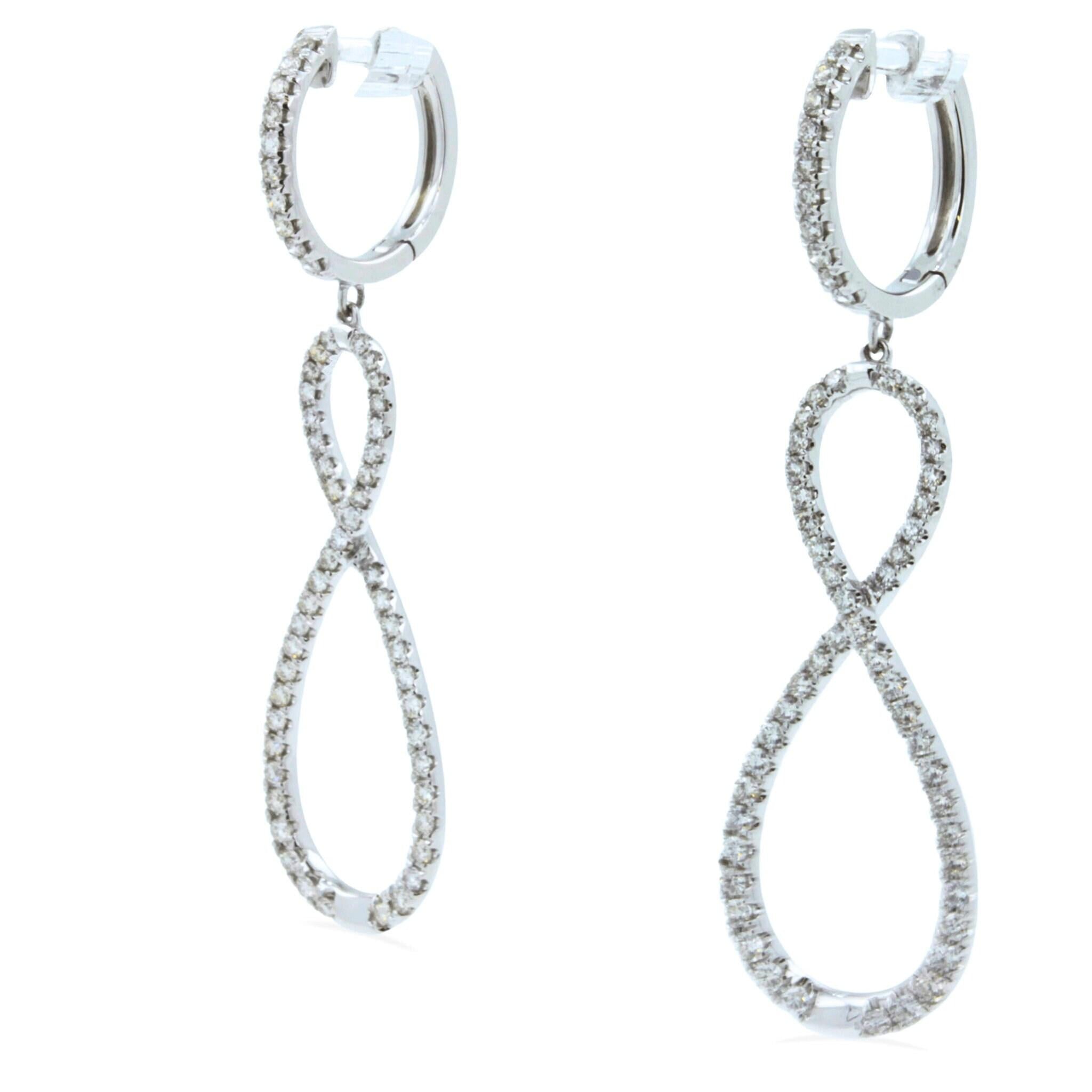 2.5 Carat Fancy Round Pear Shape Brilliant Cut Diamond Hoop 14 Karat White Gold