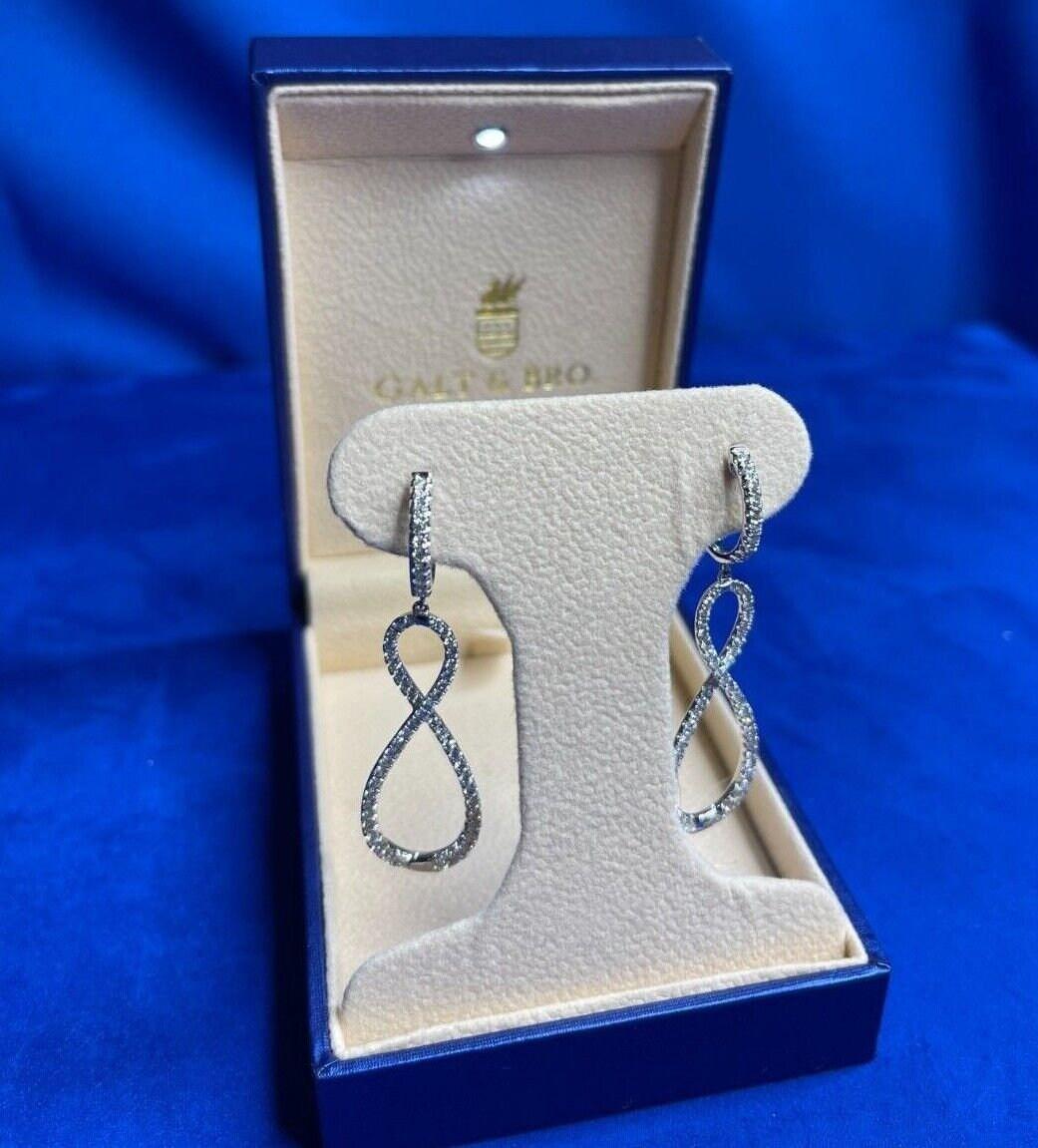 2.5 Carat Fancy Round Pear Shape Brilliant Cut Diamond Hoop 14 Karat White Gold