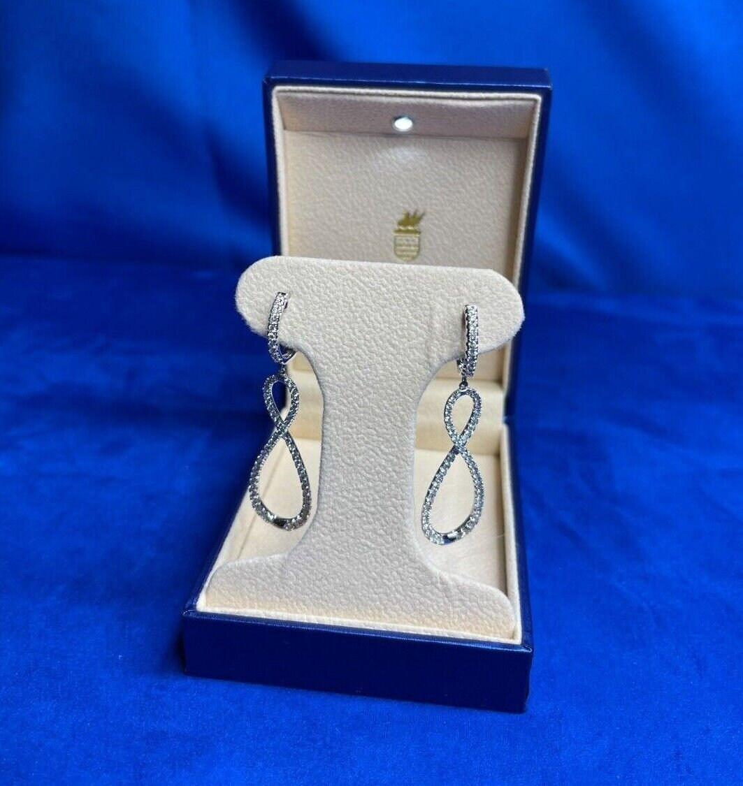 2.5 Carat Fancy Round Pear Shape Brilliant Cut Diamond Hoop 14 Karat White Gold