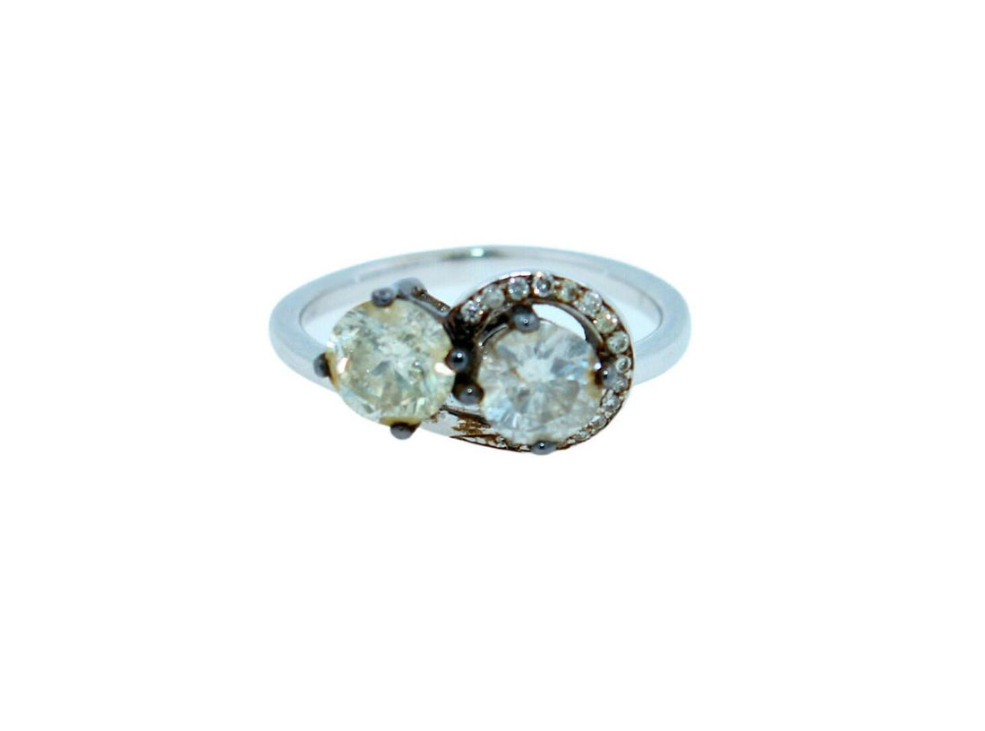 2 Carats Round Shape Brilliant Cut Diamond Double Solitaires Two Stone Spiral Ha