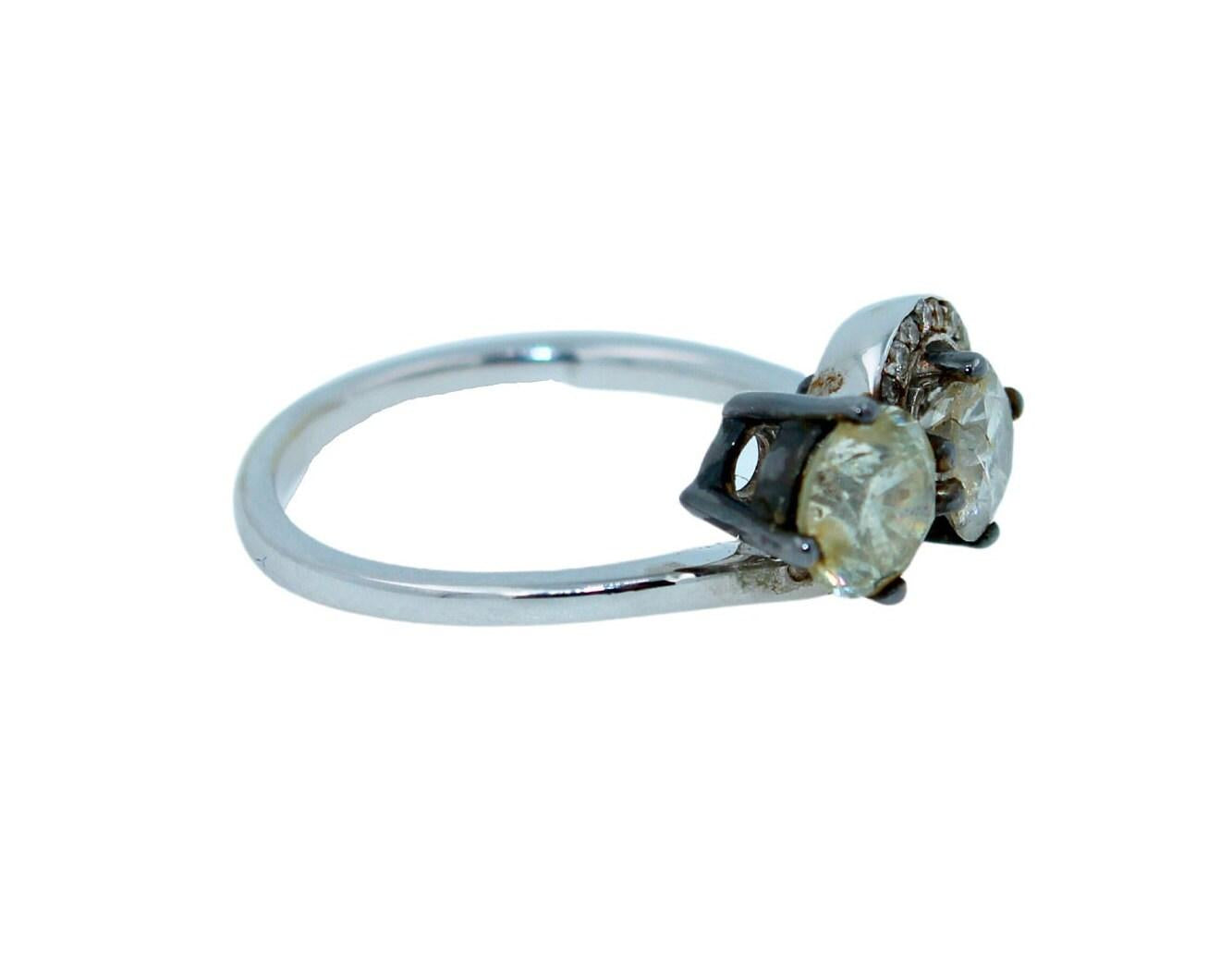 2 Carats Round Shape Brilliant Cut Diamond Double Solitaires Two Stone Spiral Ha