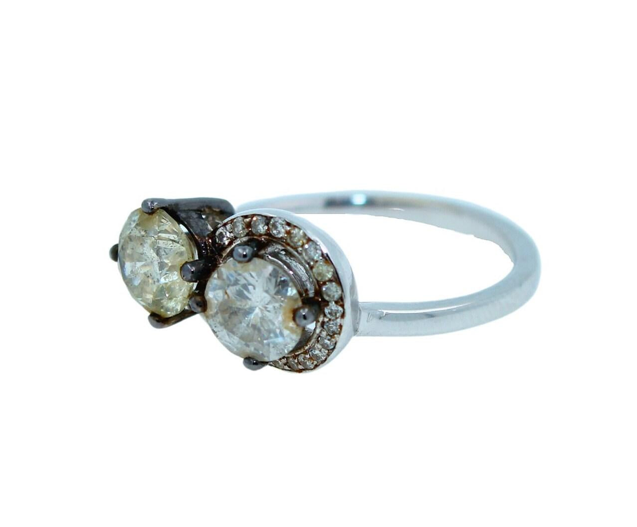 2 Carats Round Shape Brilliant Cut Diamond Double Solitaires Two Stone Spiral Ha