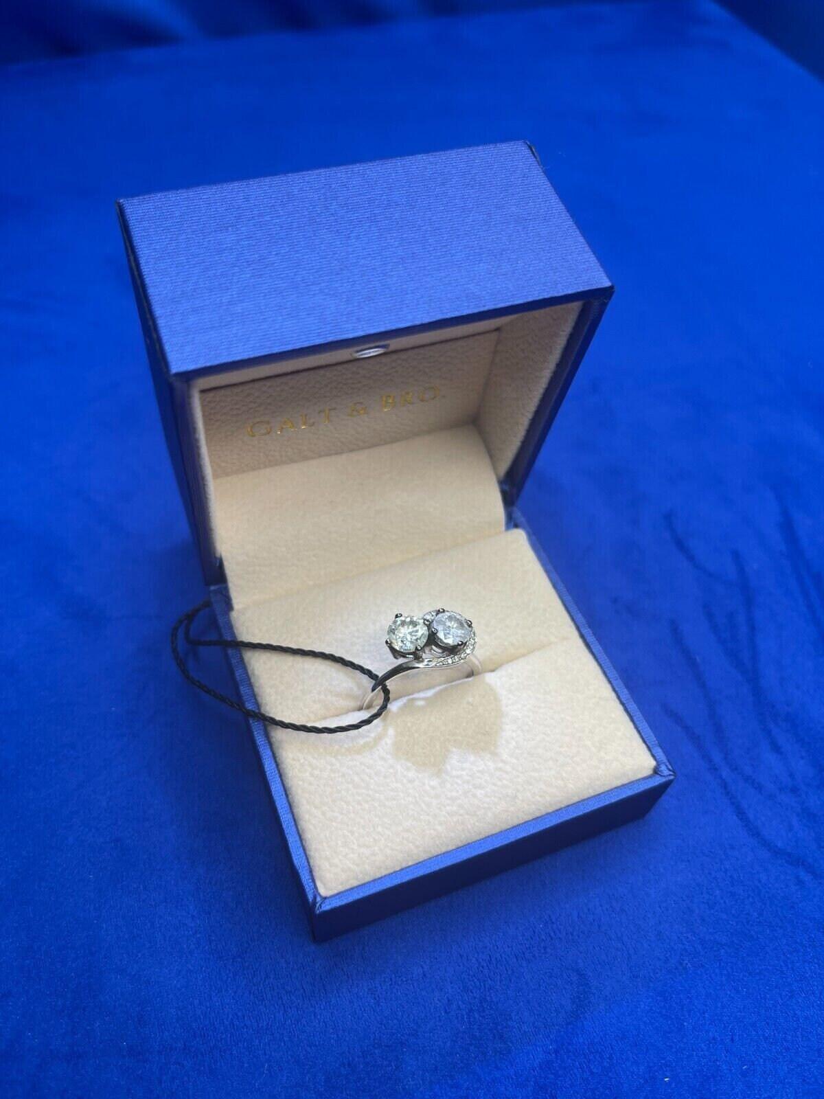 2 Carats Round Shape Brilliant Cut Diamond Double Solitaires Two Stone Spiral Ha