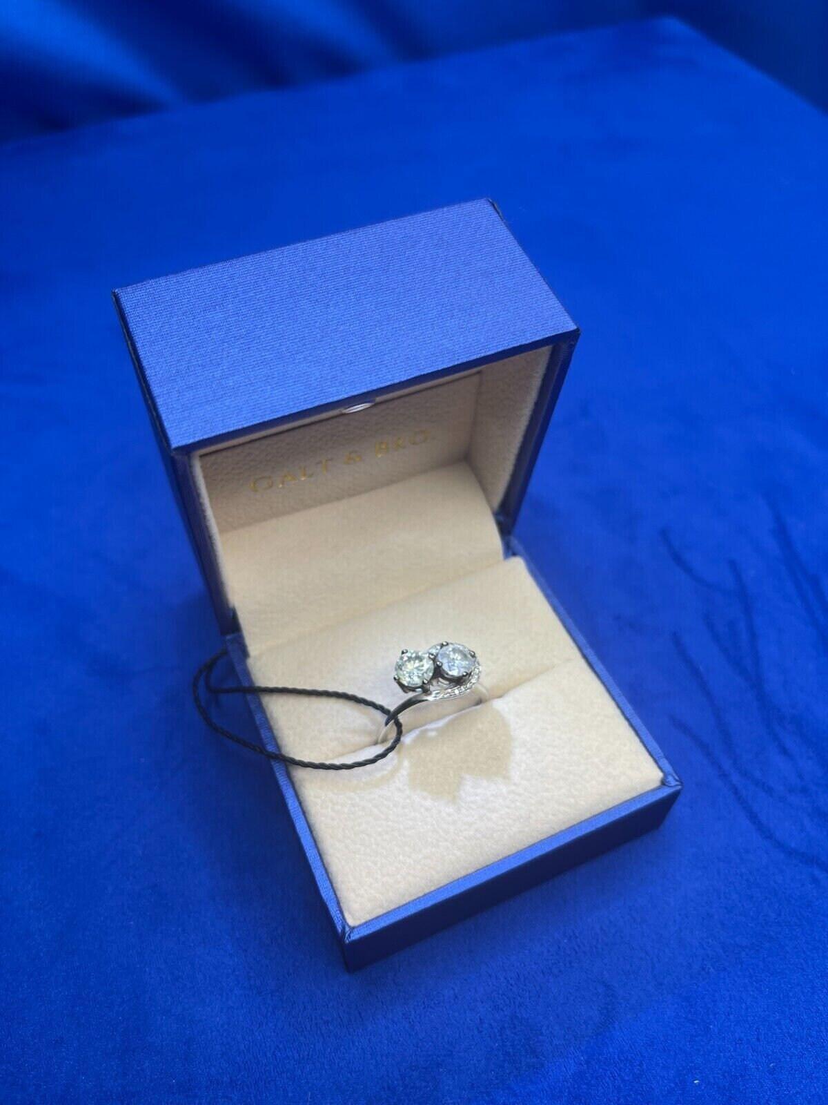 2 Carats Round Shape Brilliant Cut Diamond Double Solitaires Two Stone Spiral Ha