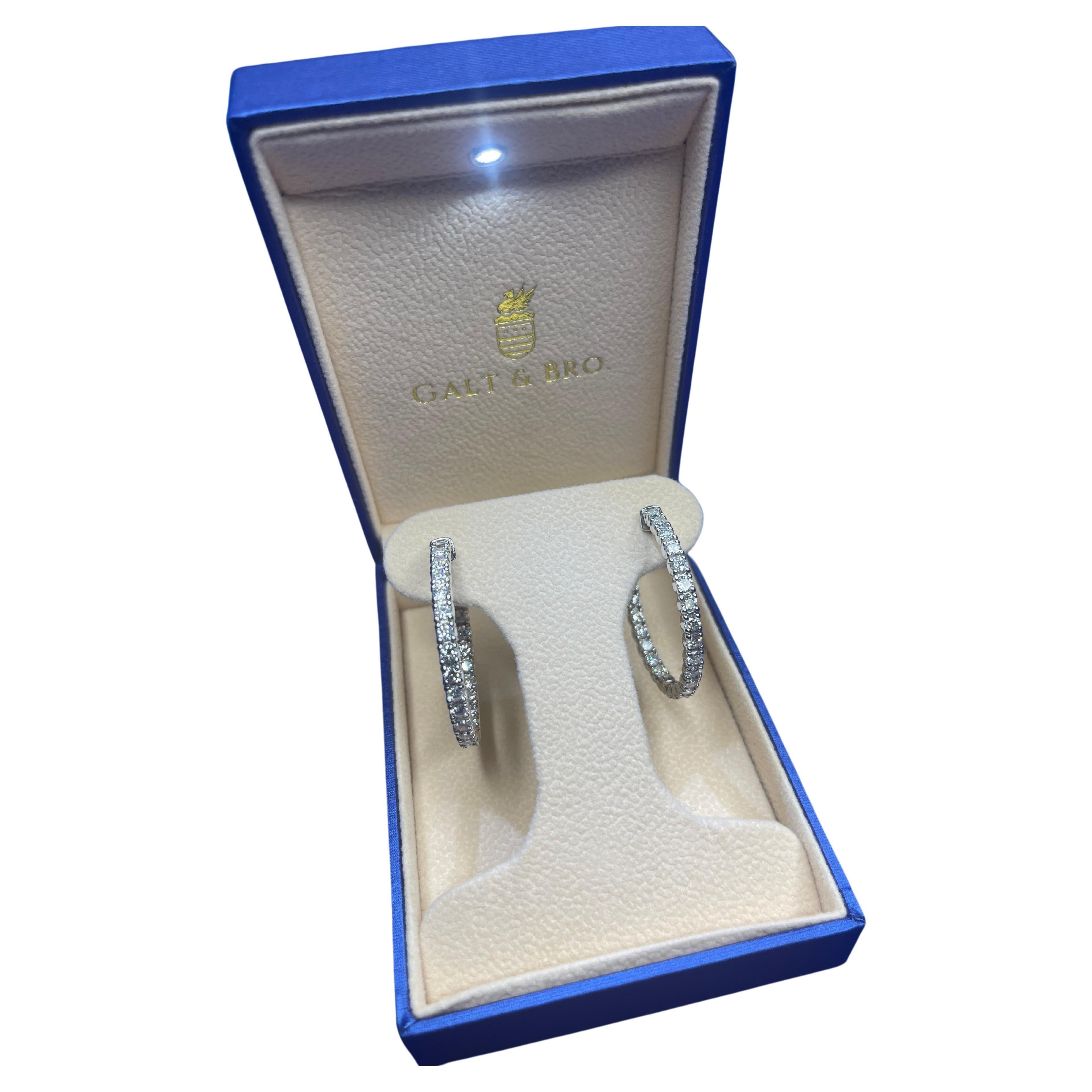 3 Carat Diamond Hoop 14 Karat White Gold Classic Medium Four Carat Earrings