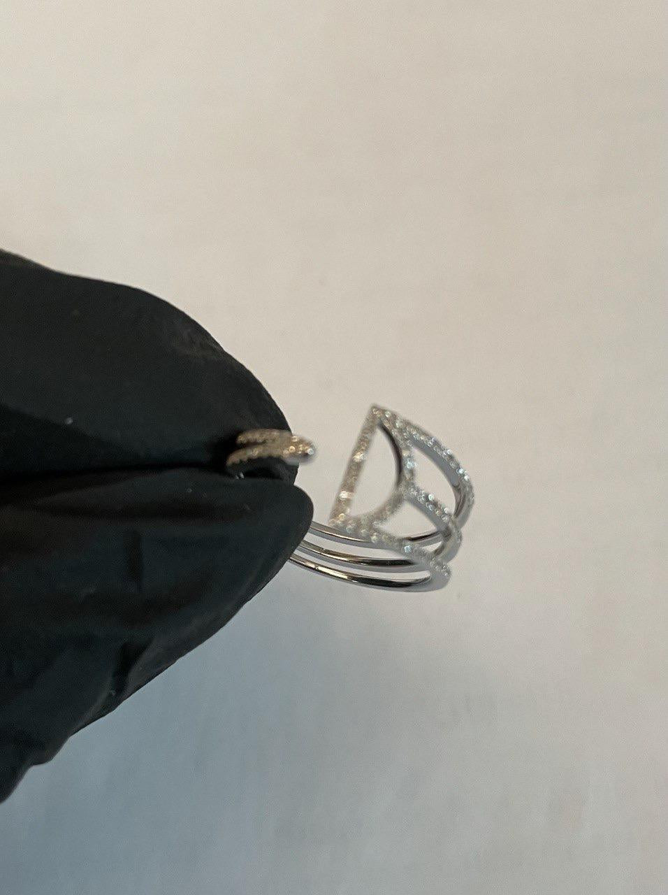 White Brilliant Diamond Pave Geometric 14 Karat White Gold Statement Ring