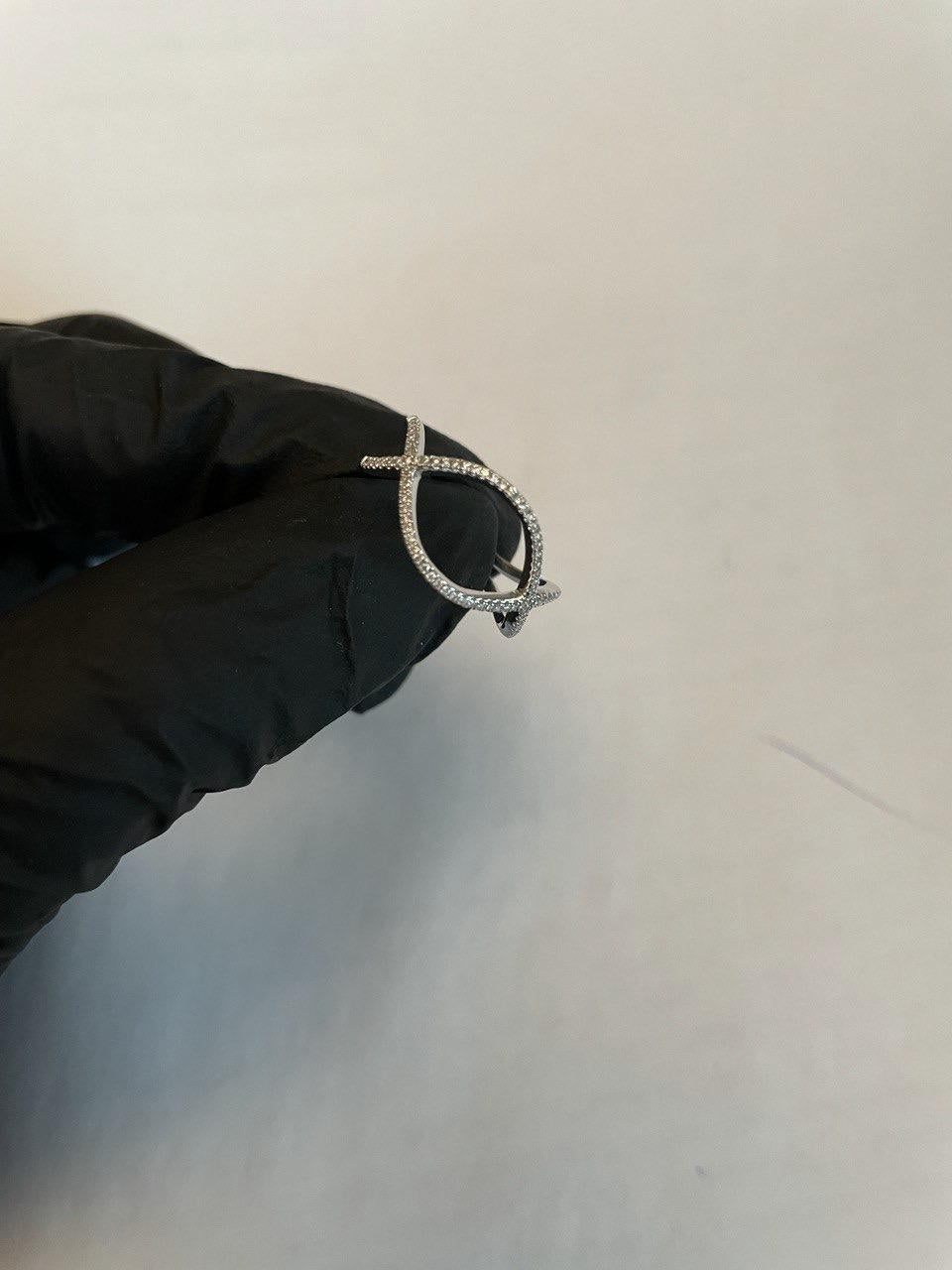Geometric Infinity Twist Brilliant Cut White Diamond 18 Karat White Gold Ring