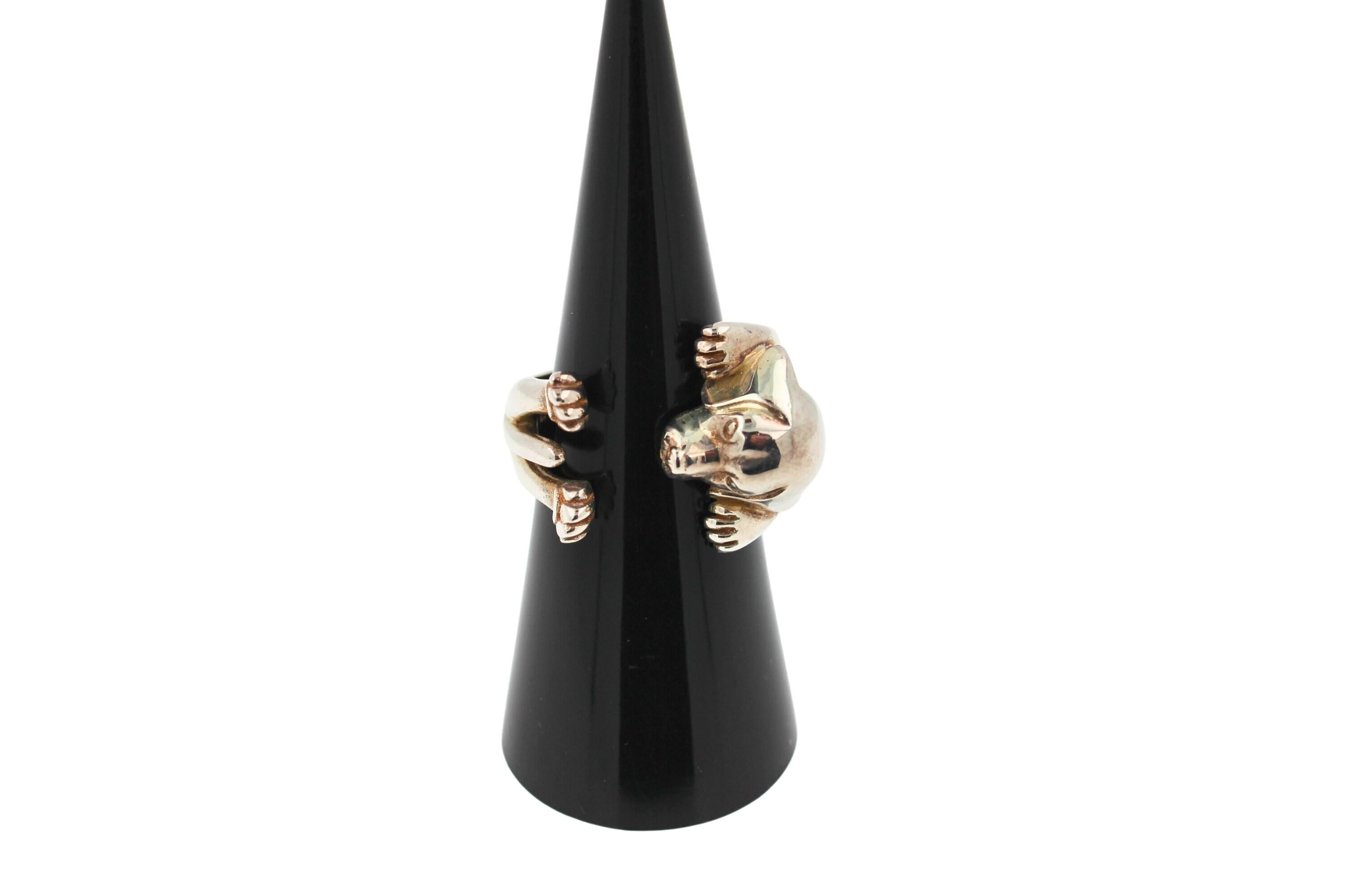 925 Sterling Silver Dog Puppy Animal Nature Cute Beagle Statement Open Hug Ring
