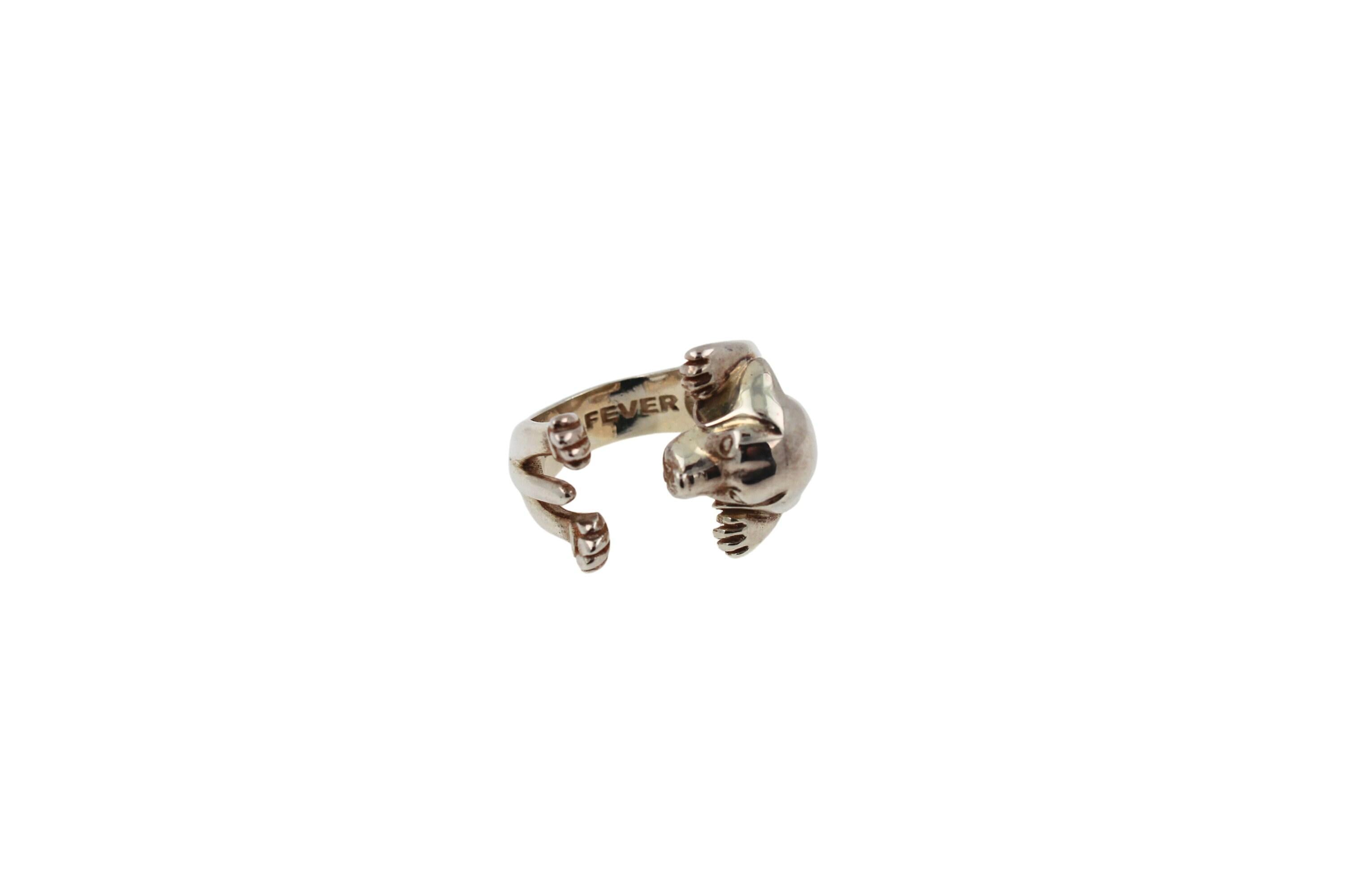 925 Sterling Silver Dog Puppy Animal Nature Cute Beagle Statement Open Hug Ring