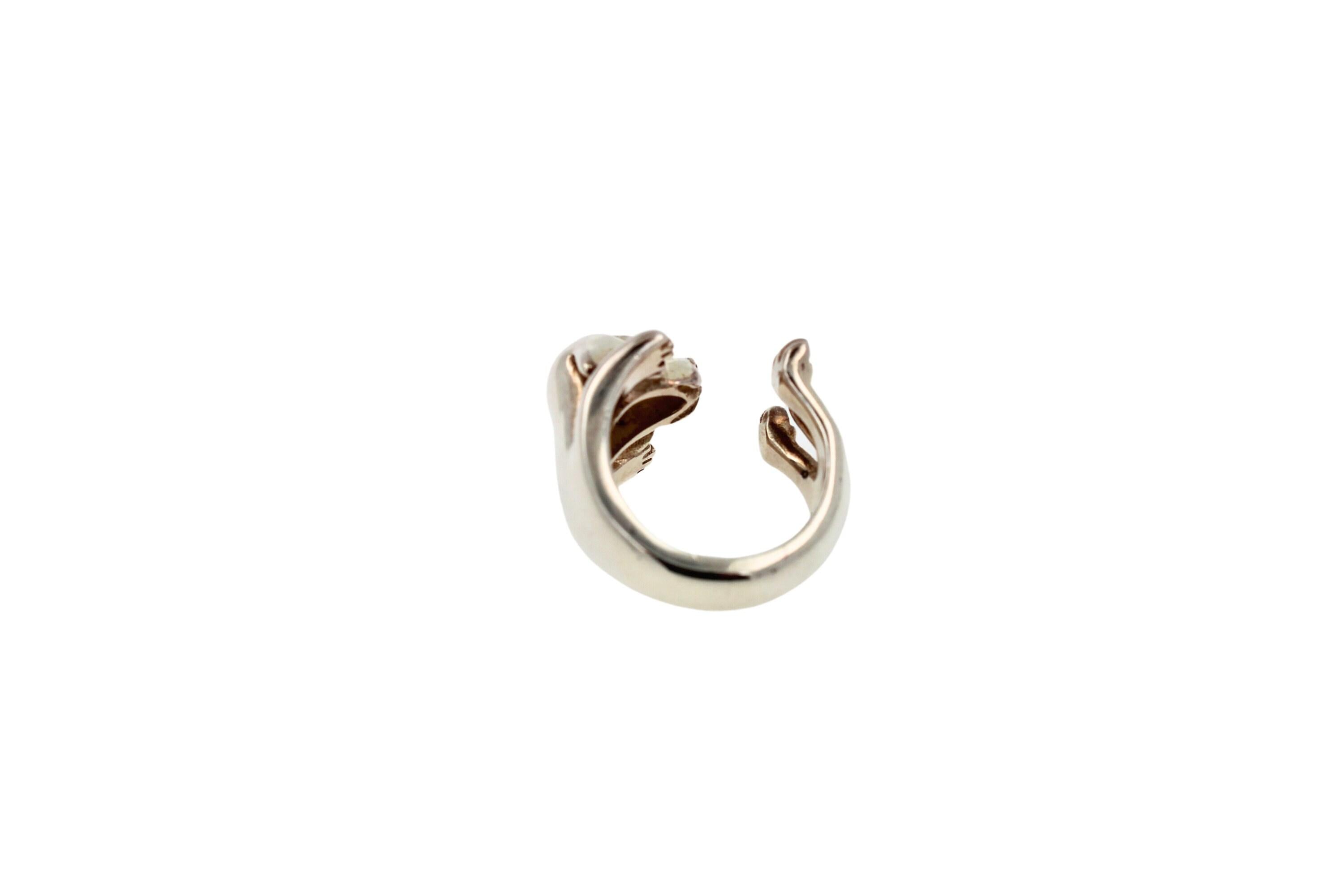 925 Sterling Silver Dog Puppy Animal Nature Cute Beagle Statement Open Hug Ring
