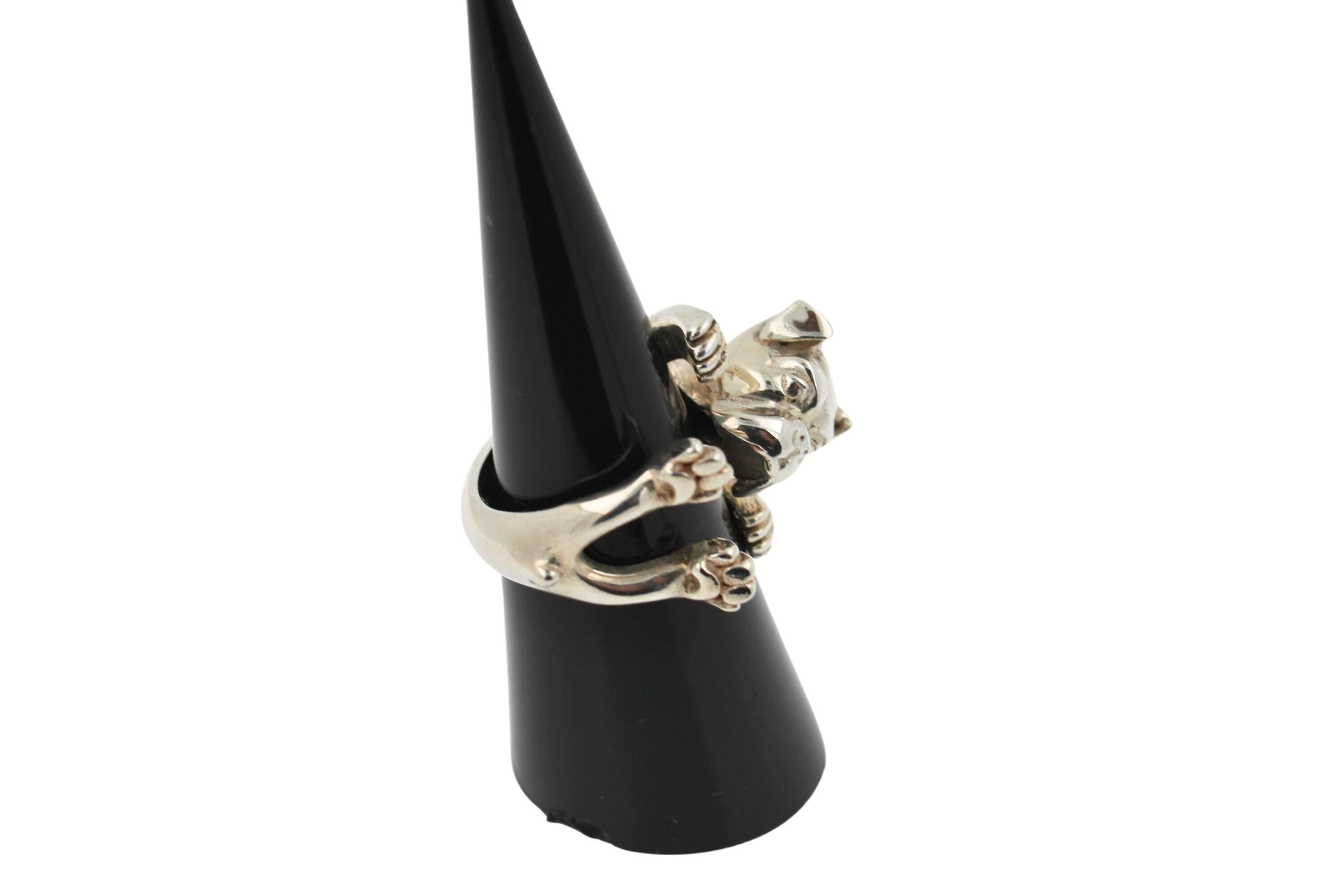 925 Sterling Silver Dog Puppy Animal Nature Cute Boxer Open Hug Statement Ring