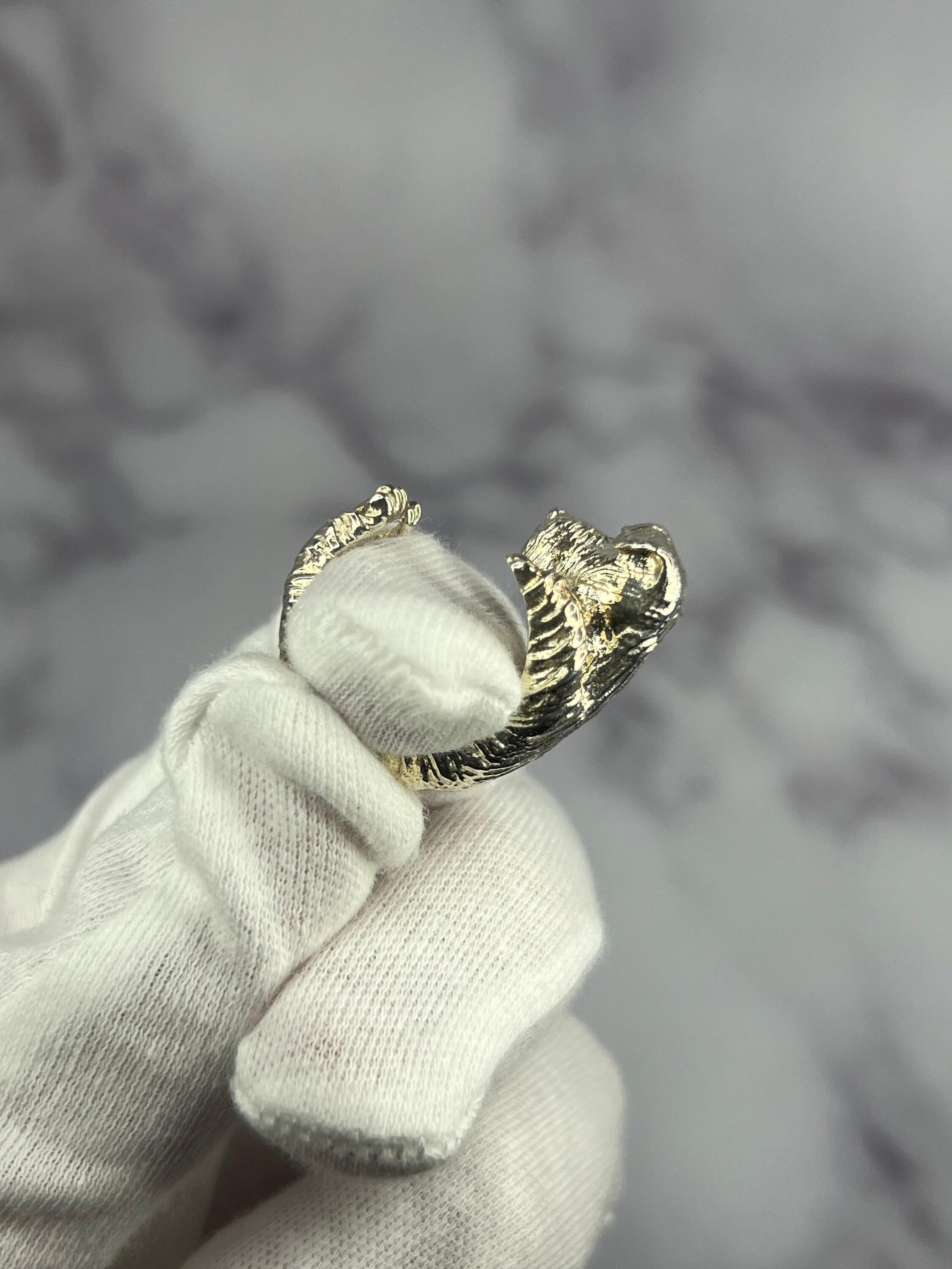 925 Sterling Silver Dog Puppy Animal Nature Cute Schnauzer Statement Open Hug Ri