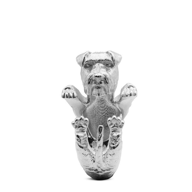 925 Sterling Silver Dog Puppy Animal Nature Cute Schnauzer Statement Open Ring