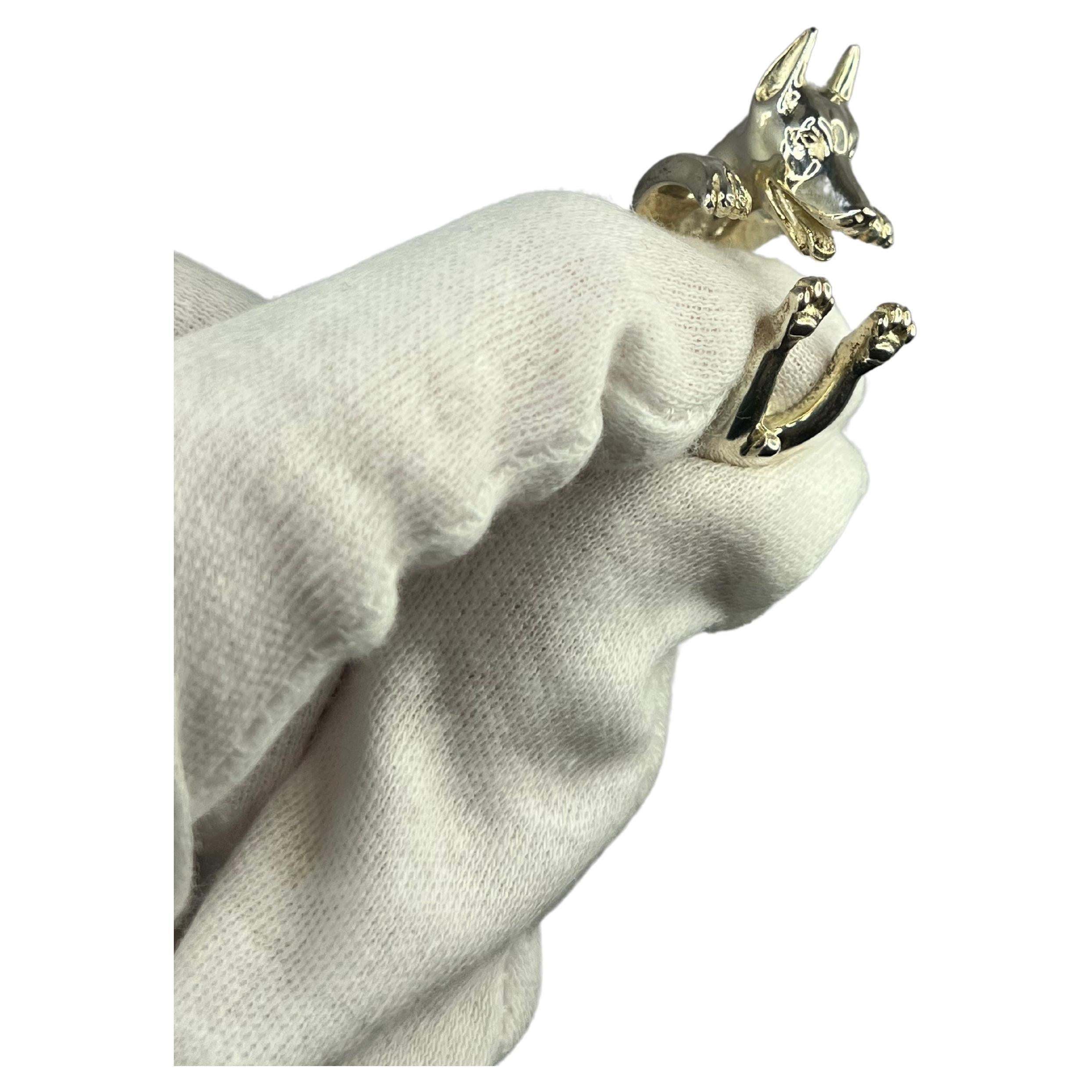 925 Sterling Silver Dog Puppy Animal Unique Doberman Statement Open Hug Ring