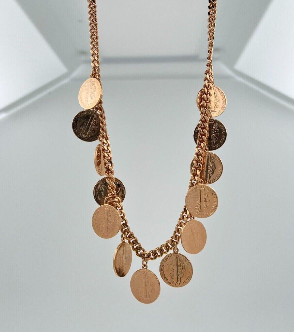 American USA Genuine Vintage Dollar Coin Rose Gold Vermeil Sterling Silver Curb