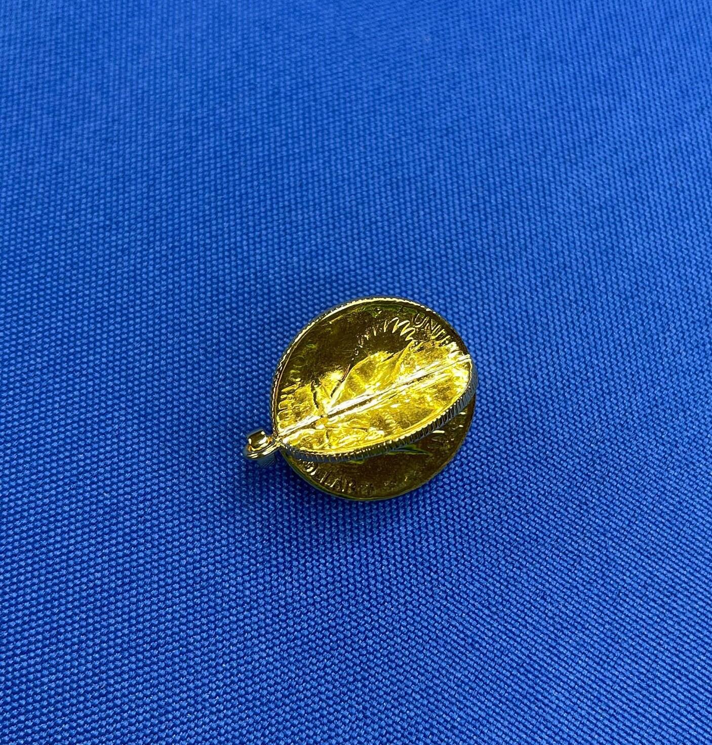 American USA Vintage Dollar Coin Curb Link Yellow Gold Vermeil Sterling Silver C