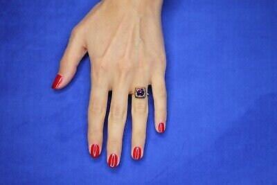 Amethyst Sugarloaf Cabochon Mountain Pyramid Cone Cocktail Statement Solitaire 1