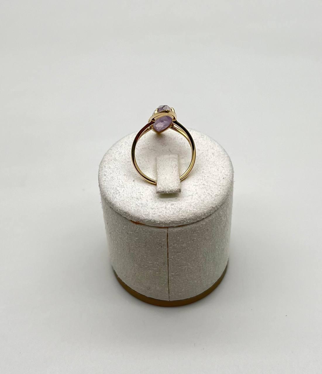 Marquis Light Violet Purple Amethyst Diamond Halo 14 Yellow Gold Statement Ring