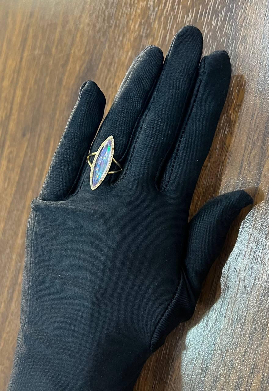 Marquis Light Violet Purple Amethyst Diamond Halo 14 Yellow Gold Statement Ring