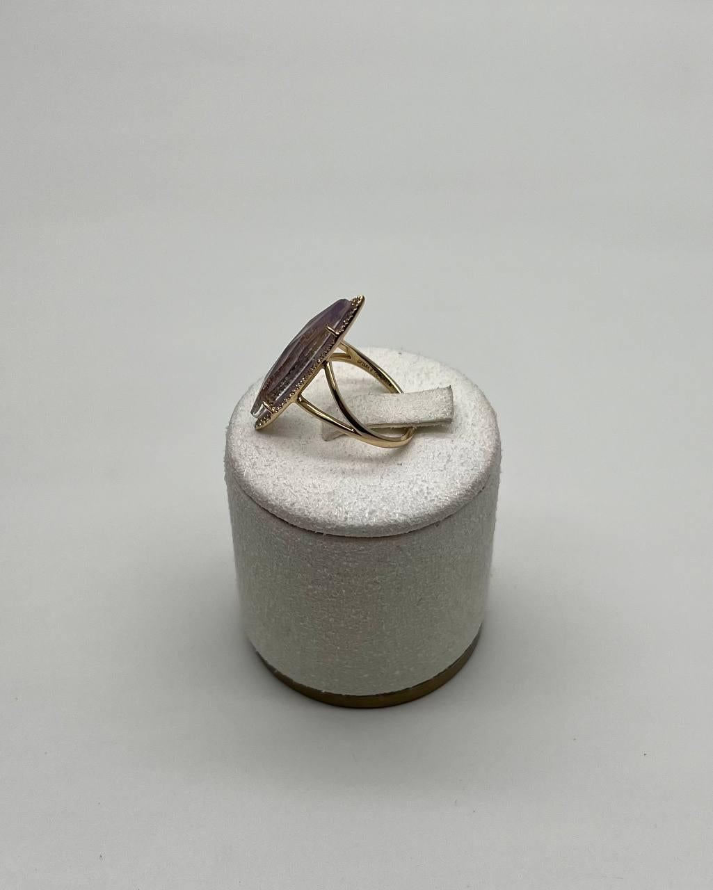 Marquis Light Violet Purple Amethyst Diamond Halo 14 Yellow Gold Statement Ring