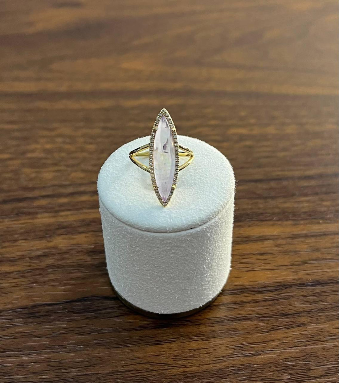 Marquis Light Violet Purple Amethyst Diamond Halo 14 Yellow Gold Statement Ring