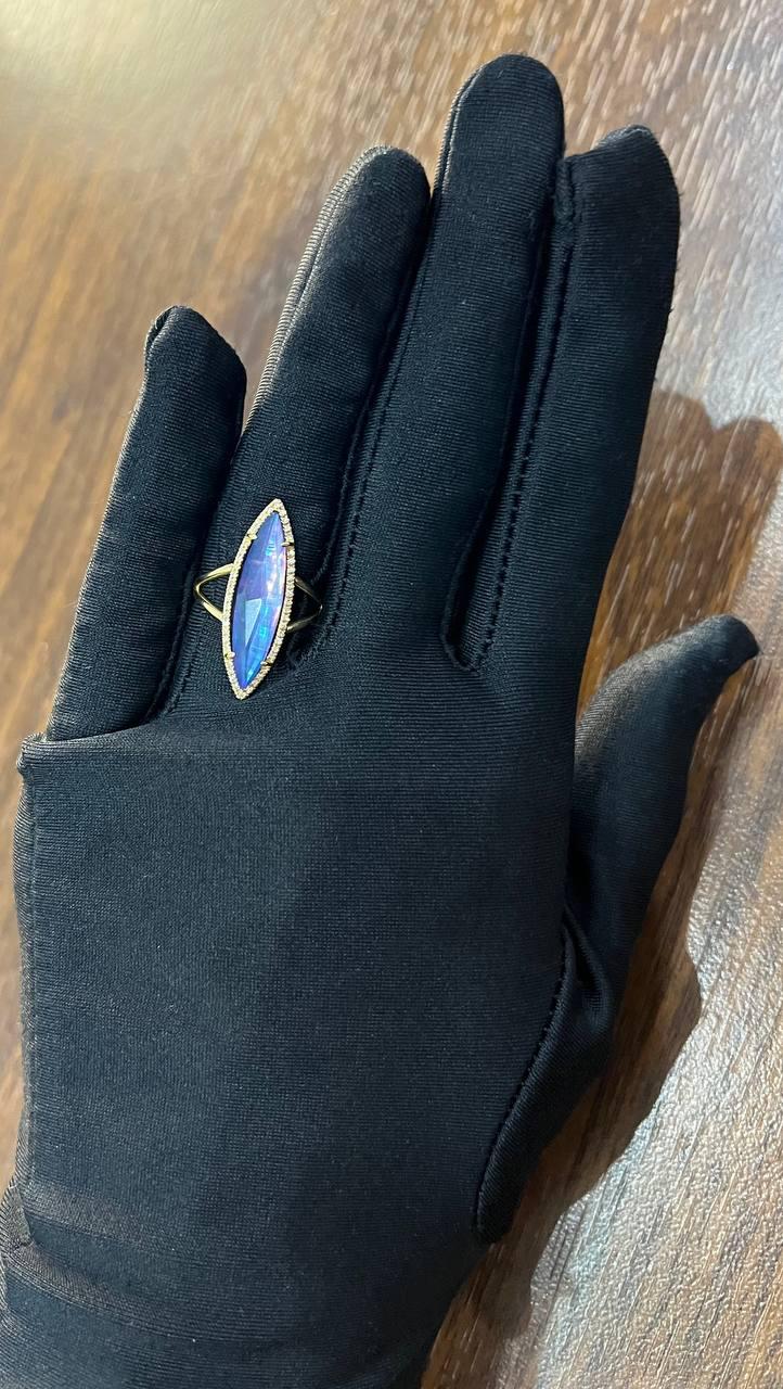 Marquis Light Violet Purple Amethyst Diamond Halo 14 Yellow Gold Statement Ring