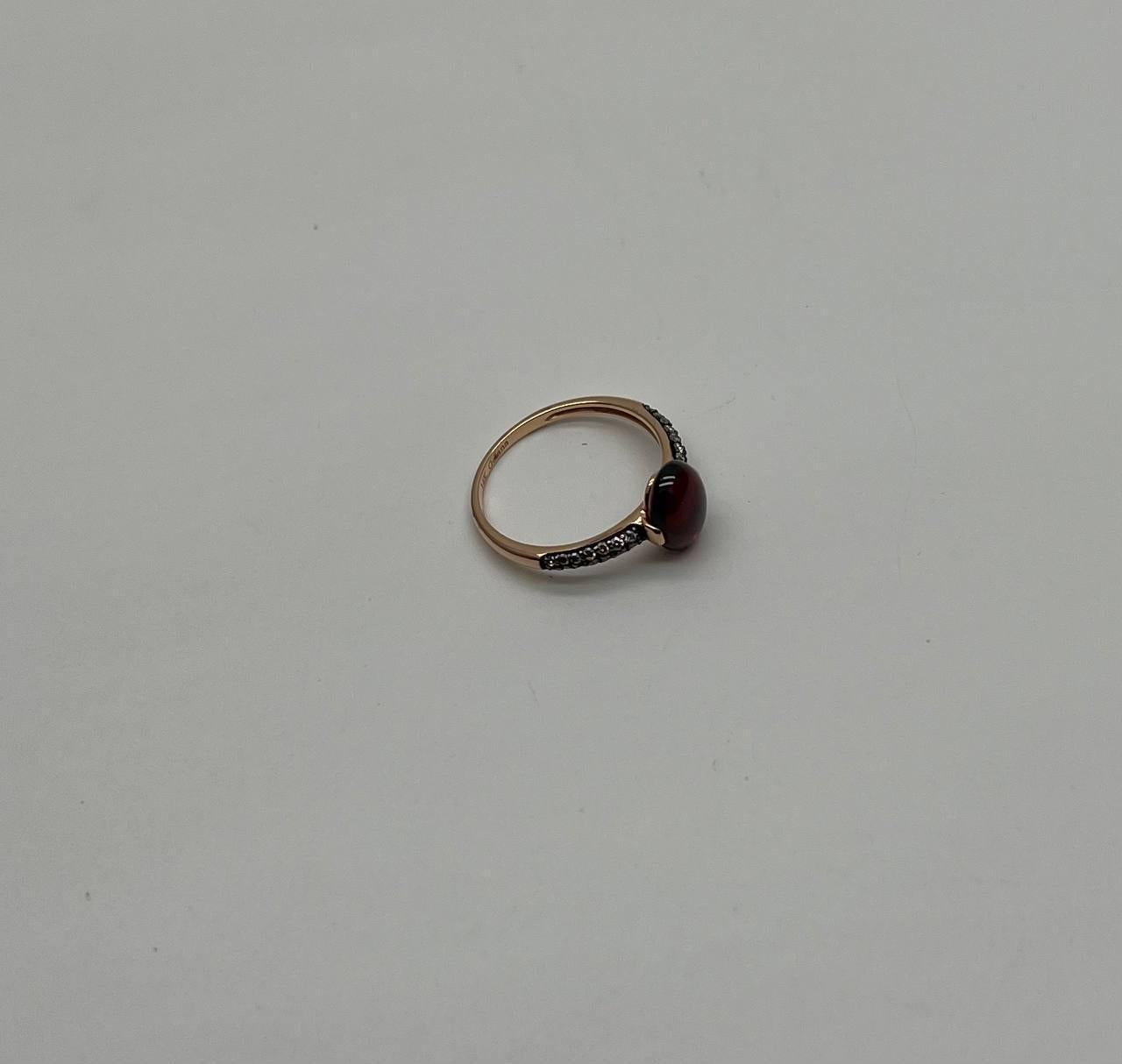 Oval Shape Dark Red Ruby Cabochon 14K Yellow Gold Diamond Accented Cocktail Ring