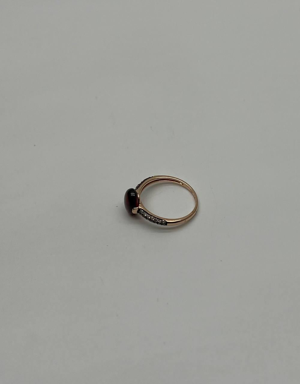 Oval Shape Dark Red Ruby Cabochon 14K Yellow Gold Diamond Accented Cocktail Ring