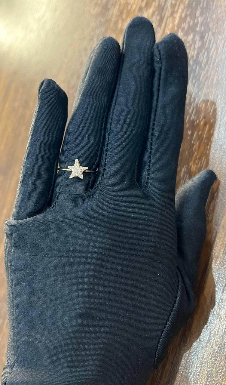 Diamonds Pave Set Star 14K Rose Gold Dainty Motif Band Ring