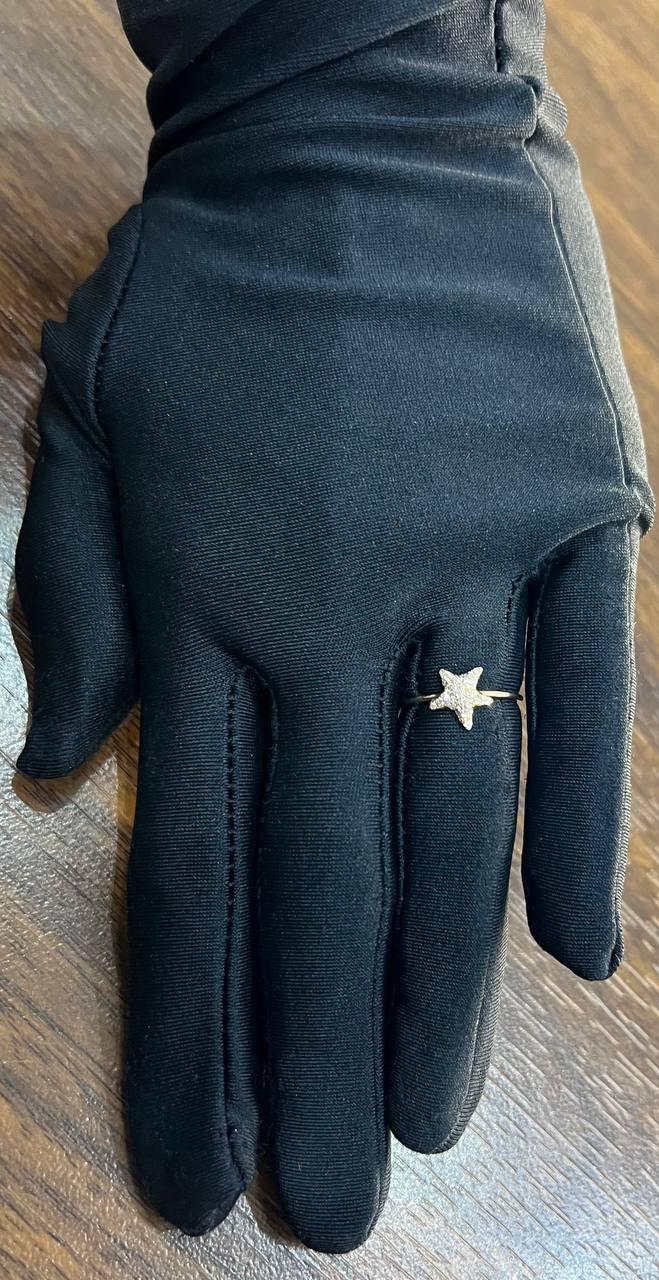 Diamonds Pave Set Star 14K Rose Gold Dainty Motif Band Ring