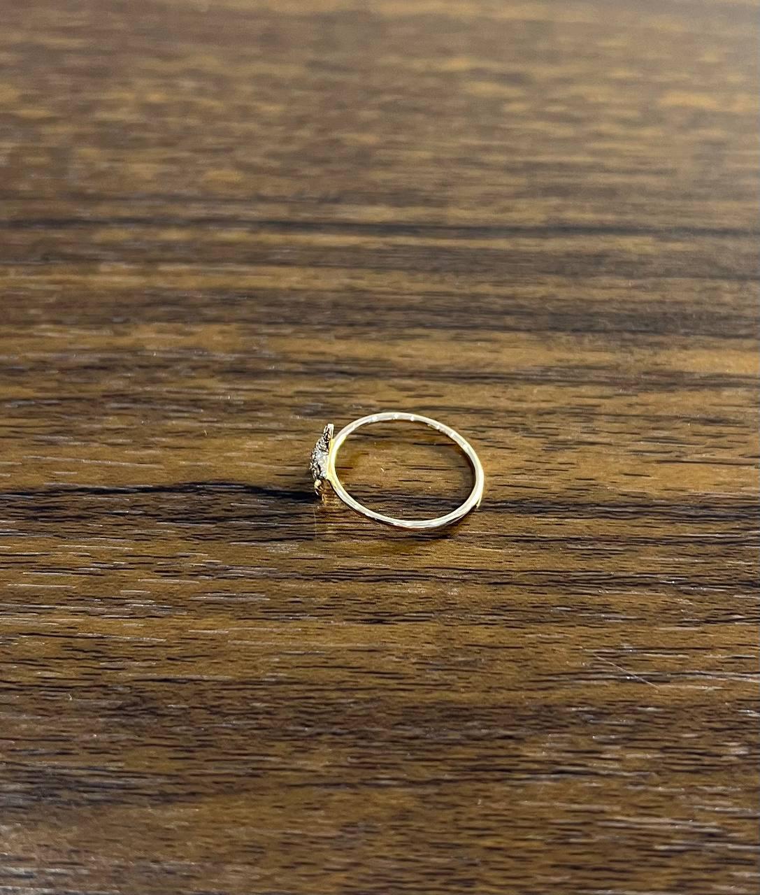 Diamonds Pave Set Star 14K Rose Gold Dainty Motif Band Ring