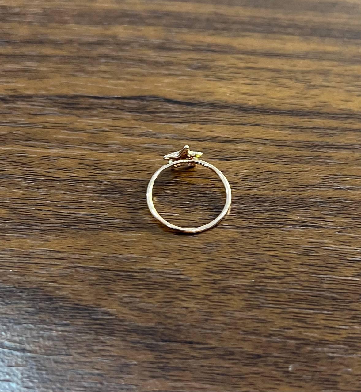 Diamonds Pave Set Star 14K Rose Gold Dainty Motif Band Ring