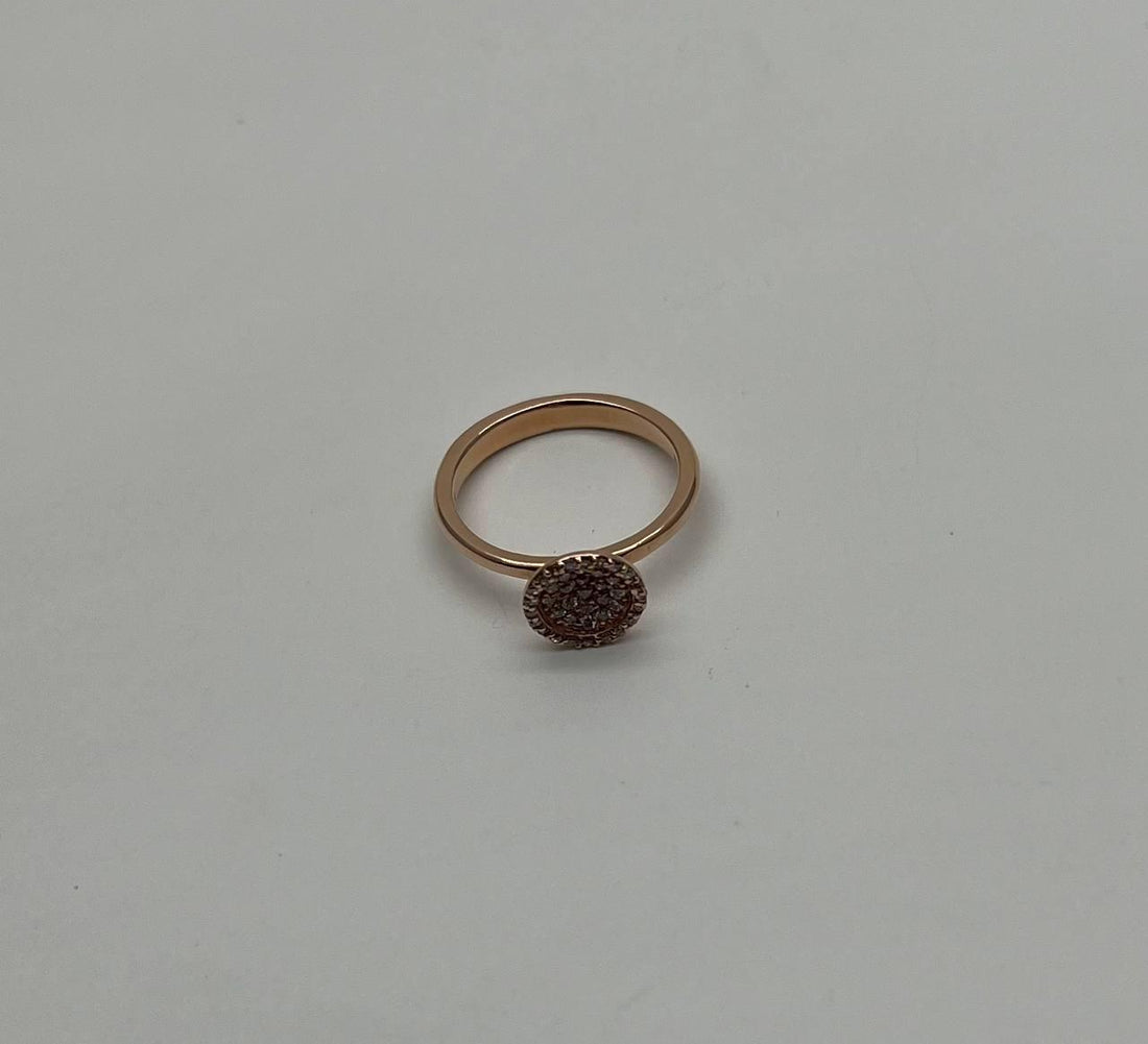 Diamond Cluster Pave Set 14K Rose Gold Statement Fashion Minimalistic Ring