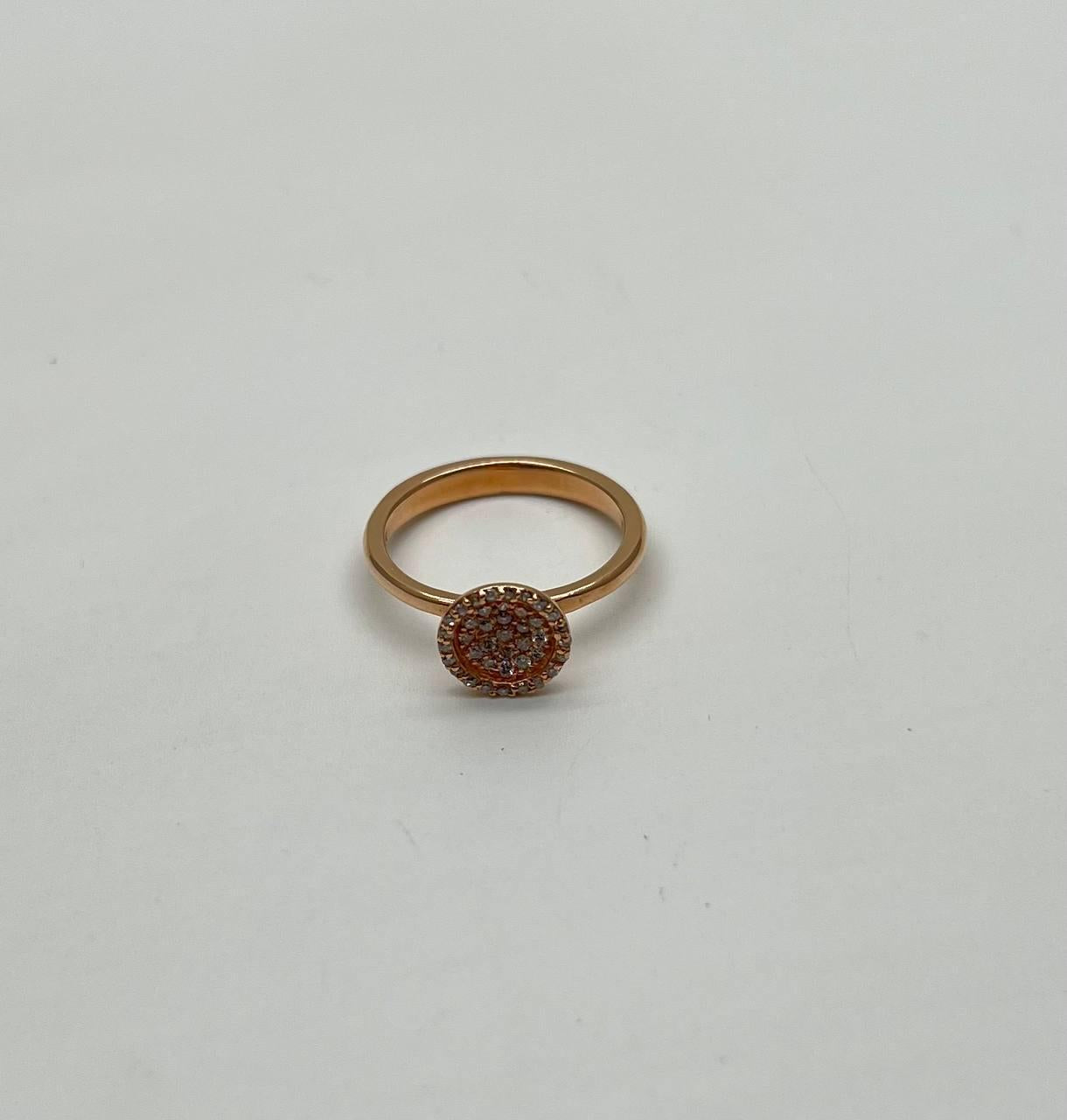 Diamond Cluster Pave Set 14K Rose Gold Statement Fashion Minimalistic Ring